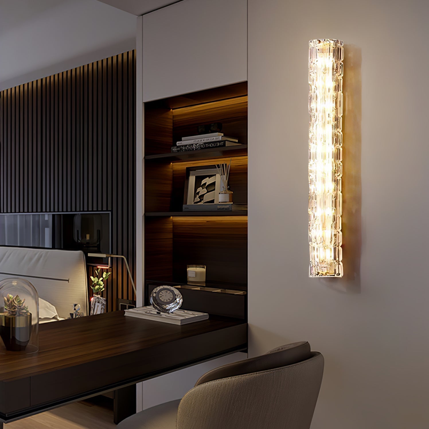 Bexley Brass Glass Glam Wall Lamp-Neutral Decor