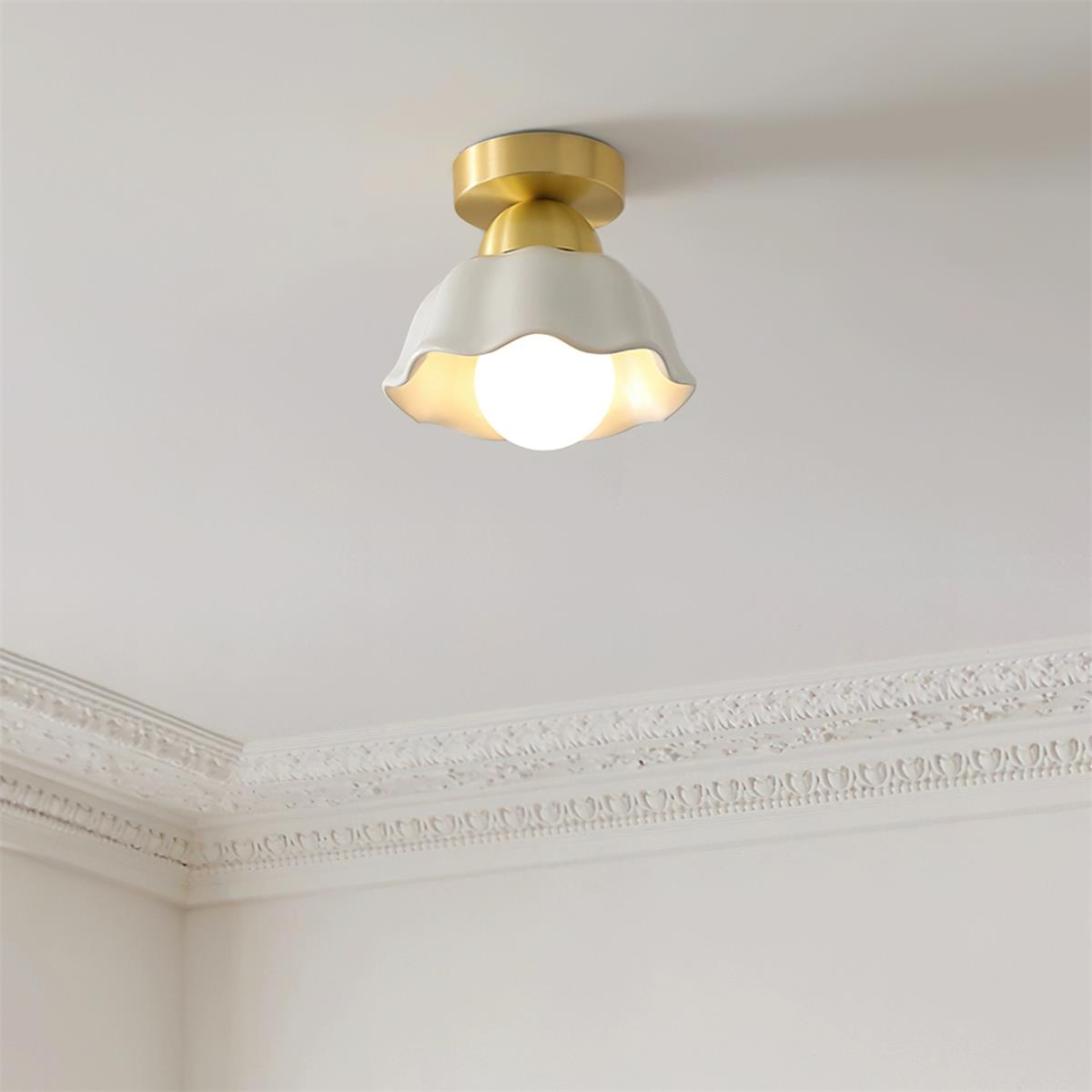 Caleno Ceiling Light Semi Flush Ceramic Gold Modern-Neutral Decor