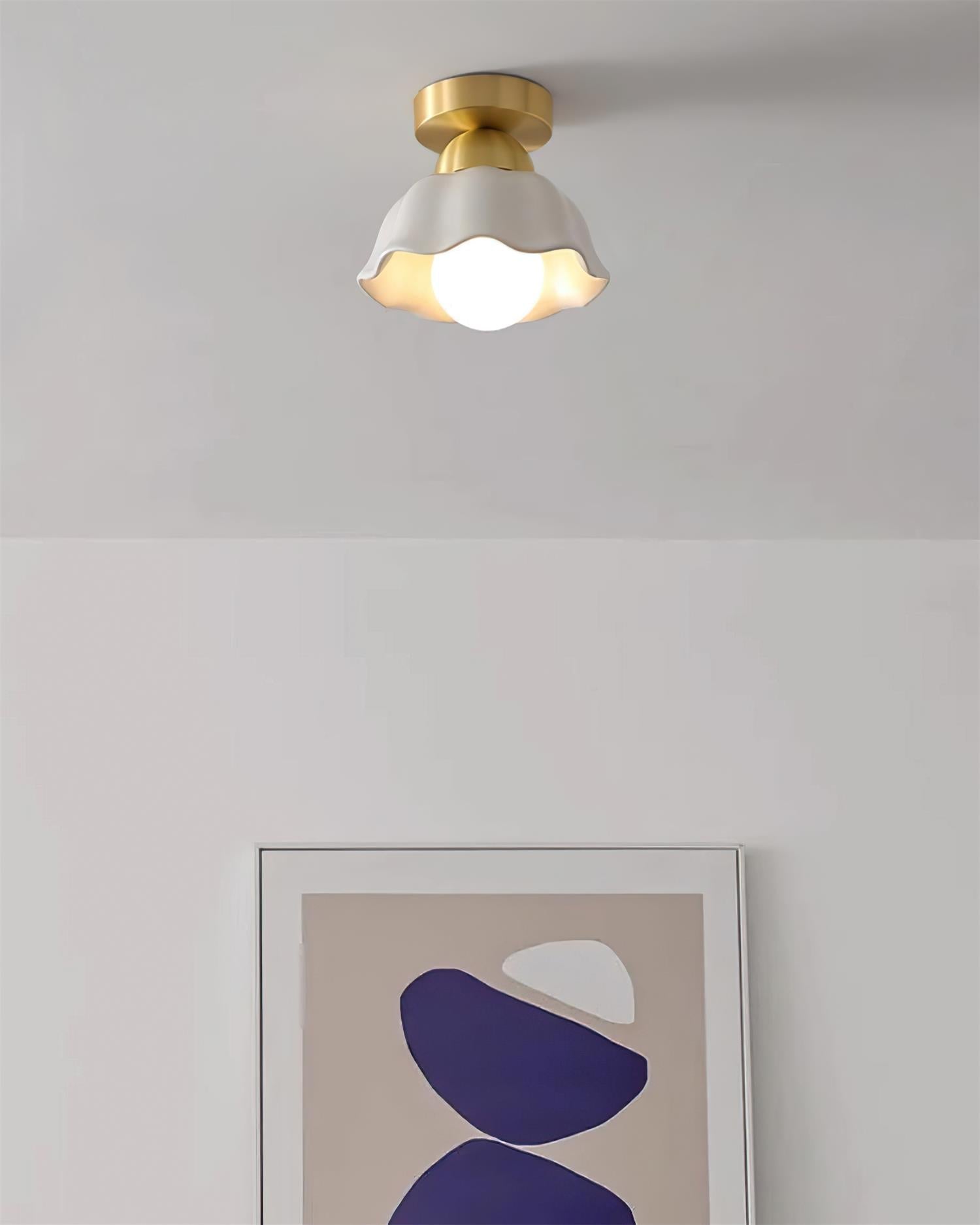 Caleno Ceiling Light Semi Flush Ceramic Gold Modern-Neutral Decor