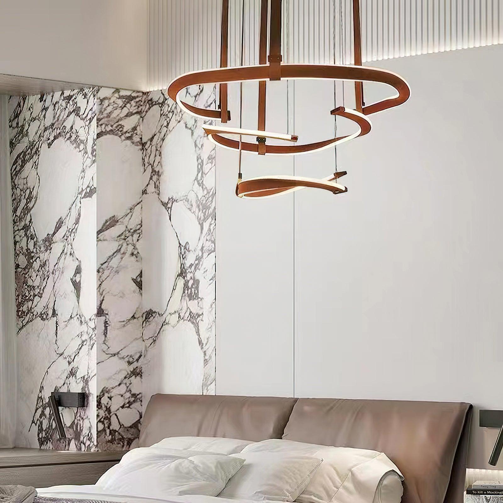 Cesorora Curved Artificial Leather Chandelier-Neutral Decor