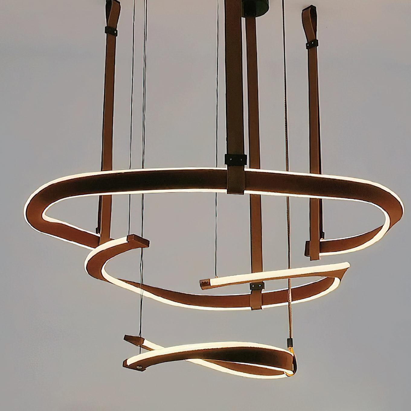 Cesorora Curved Artificial Leather Chandelier-Neutral Decor