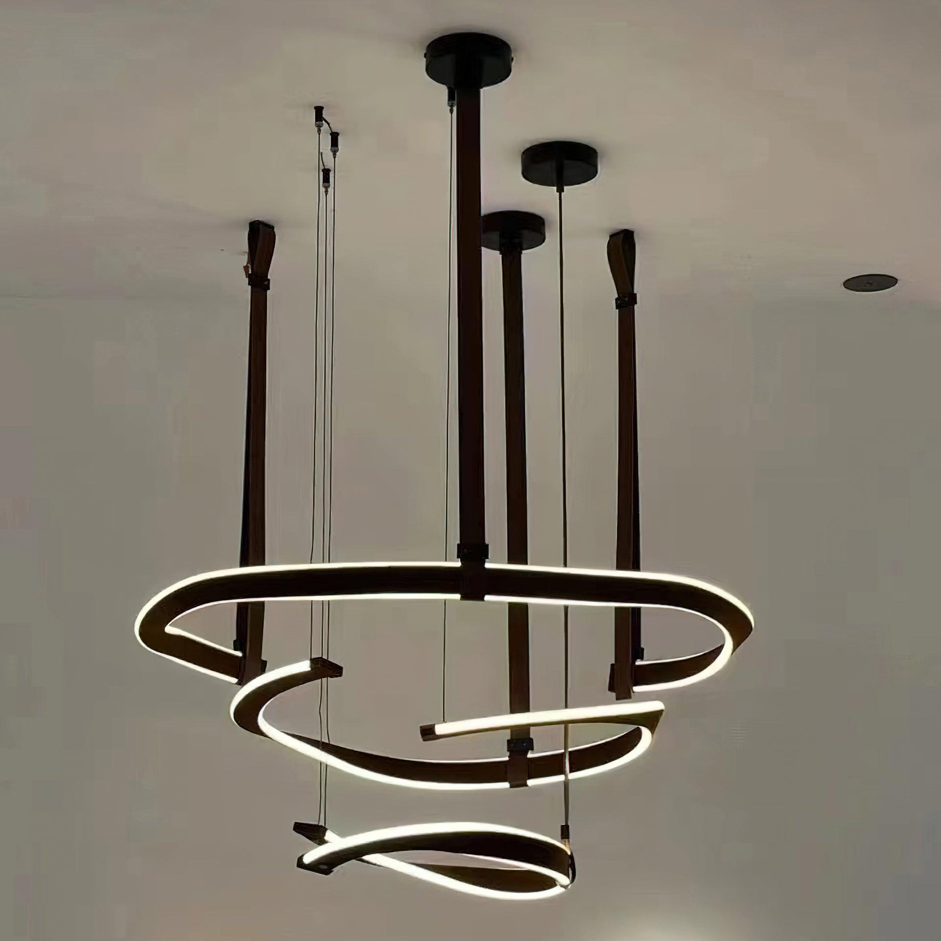 Cesorora Curved Artificial Leather Chandelier-Neutral Decor