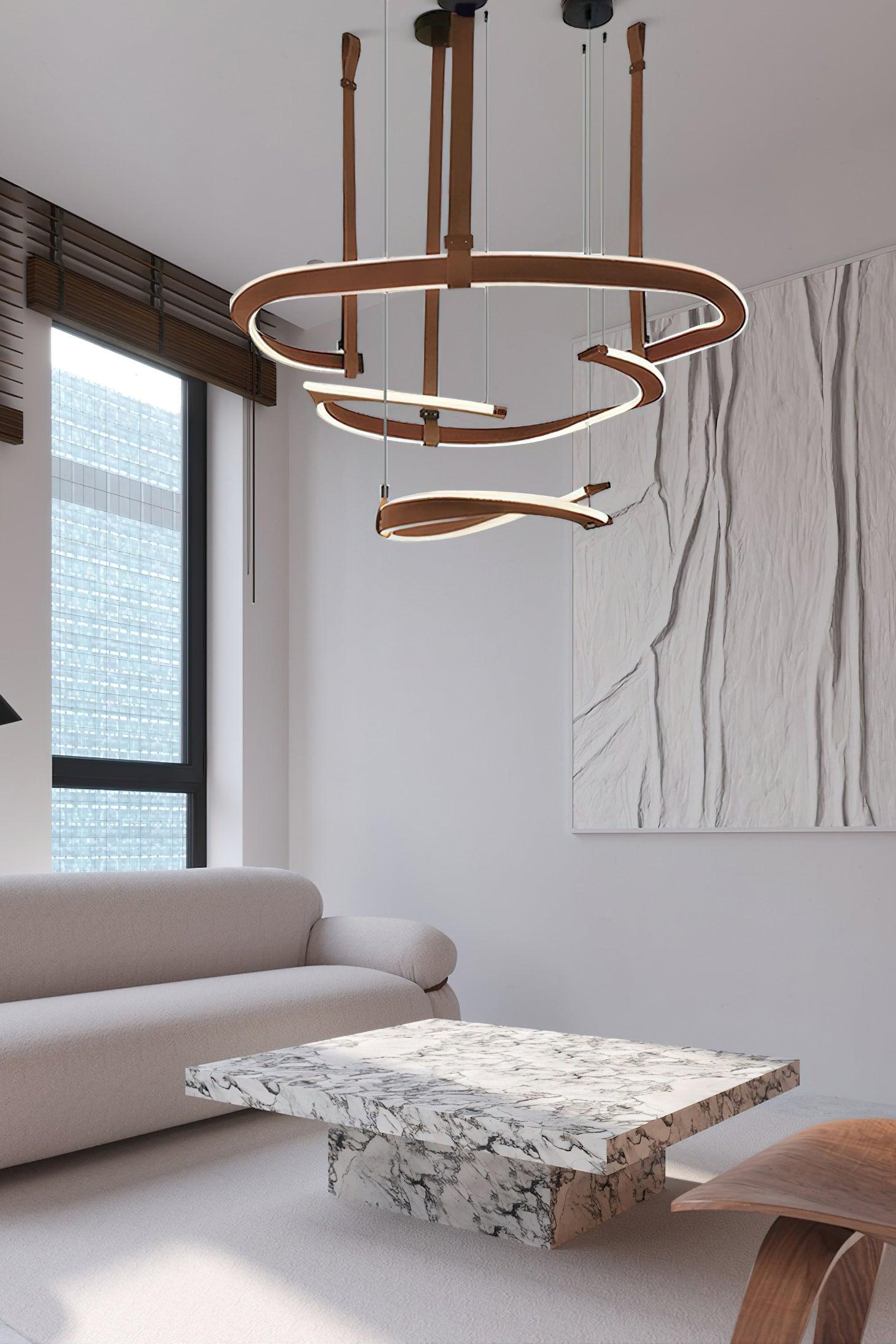 Cesorora Curved Artificial Leather Chandelier-Neutral Decor