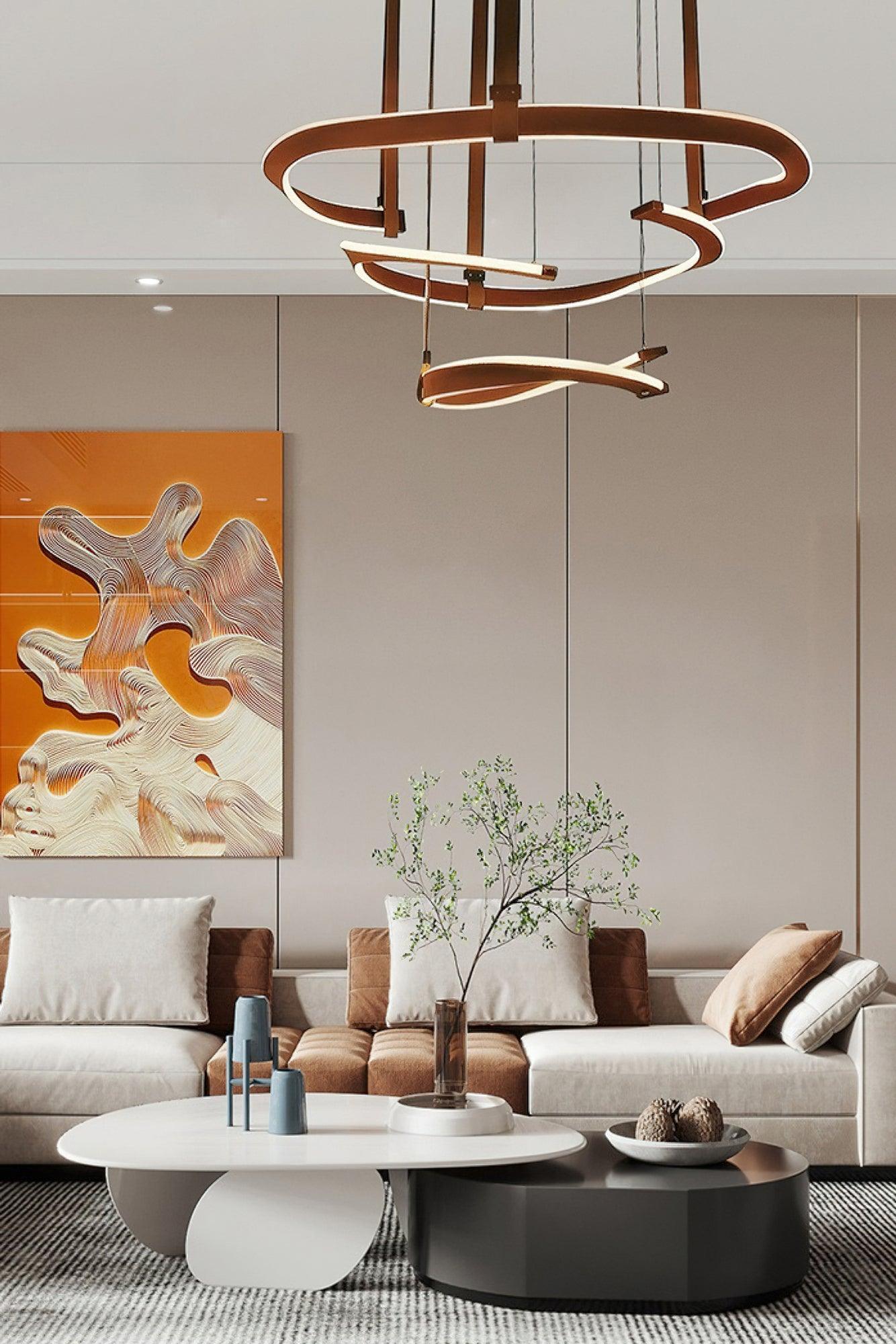 Cesorora Curved Artificial Leather Chandelier-Neutral Decor