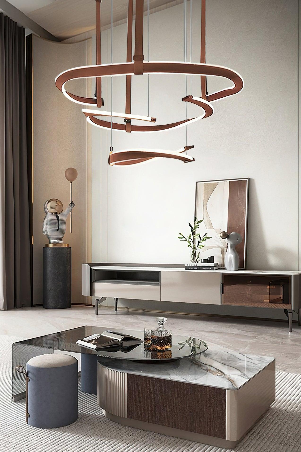 Cesorora Curved Artificial Leather Chandelier-Neutral Decor