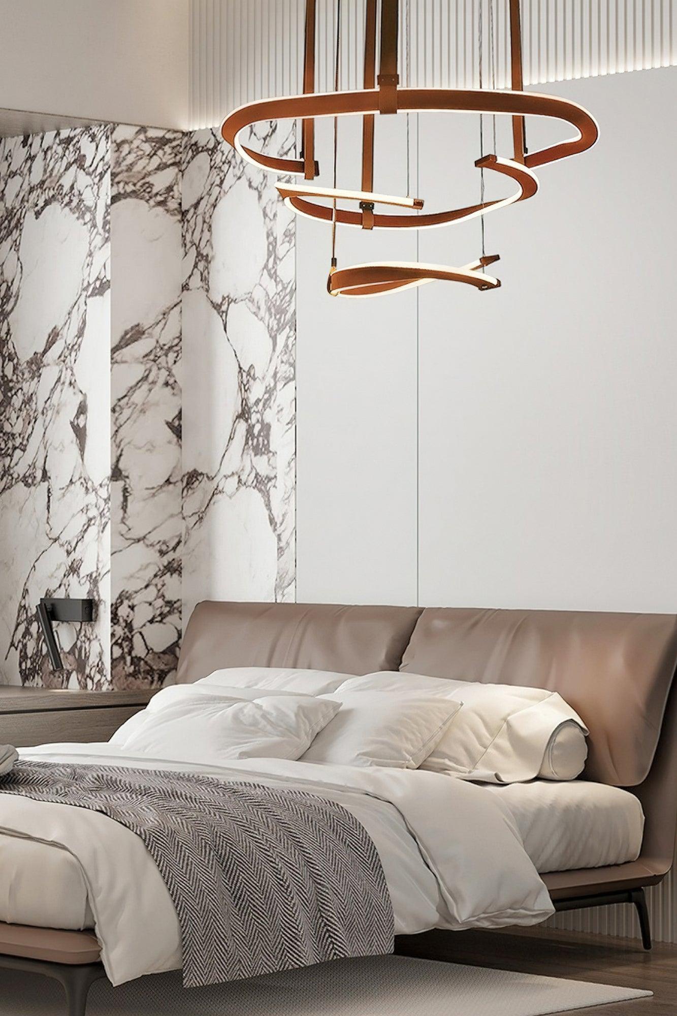 Cesorora Curved Artificial Leather Chandelier-Neutral Decor