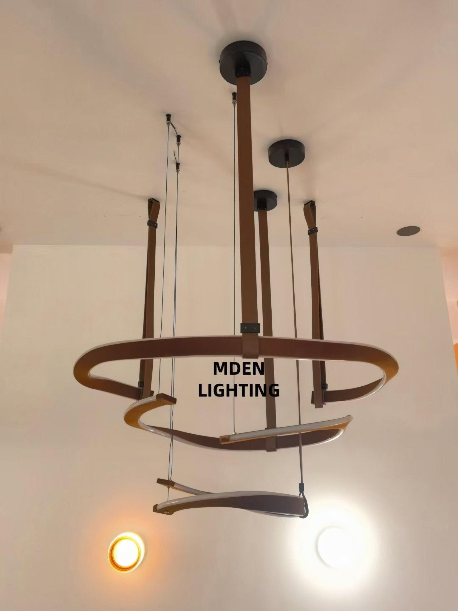 Cesorora Curved Artificial Leather Chandelier-Neutral Decor