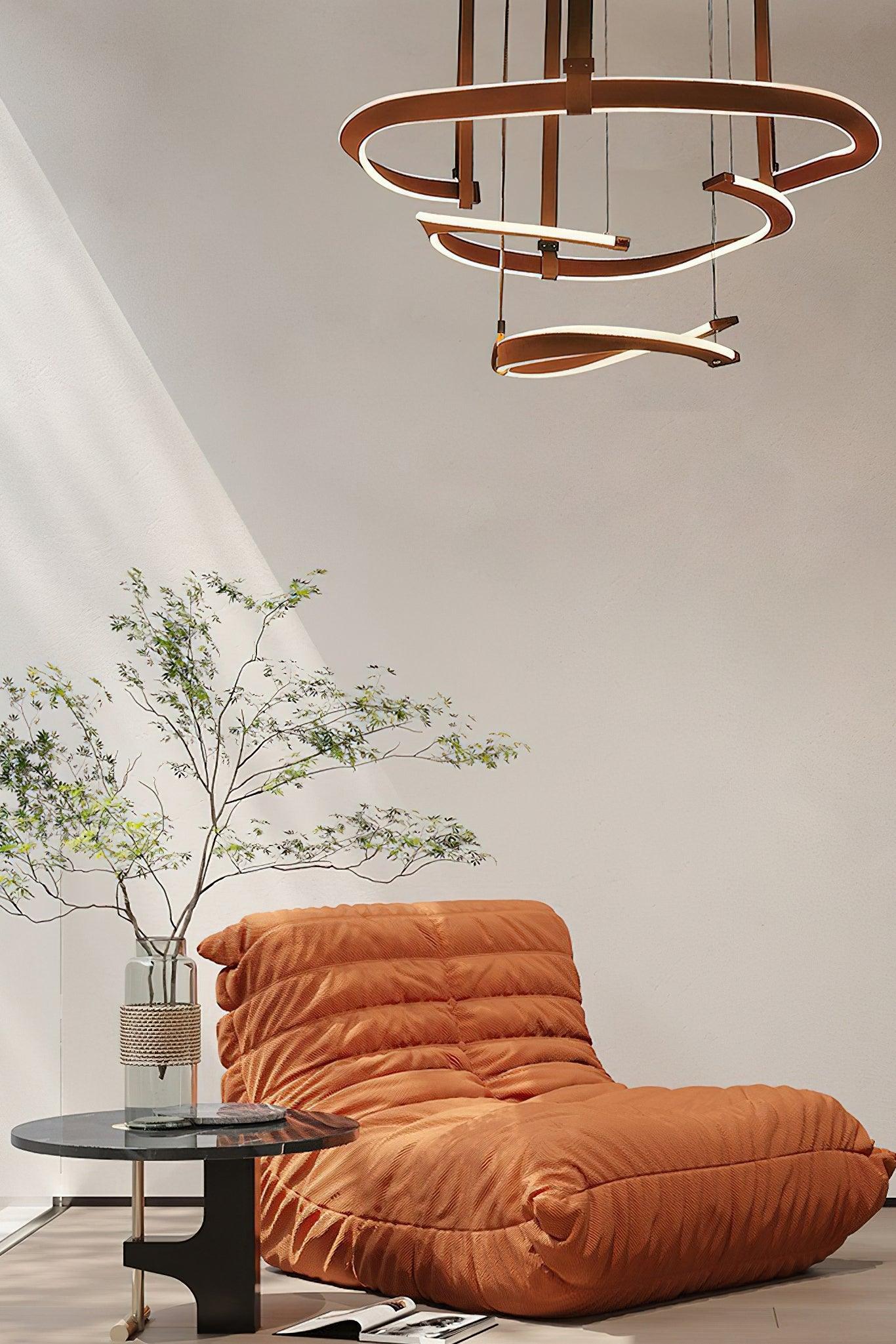 Cesorora Curved Artificial Leather Chandelier-Neutral Decor