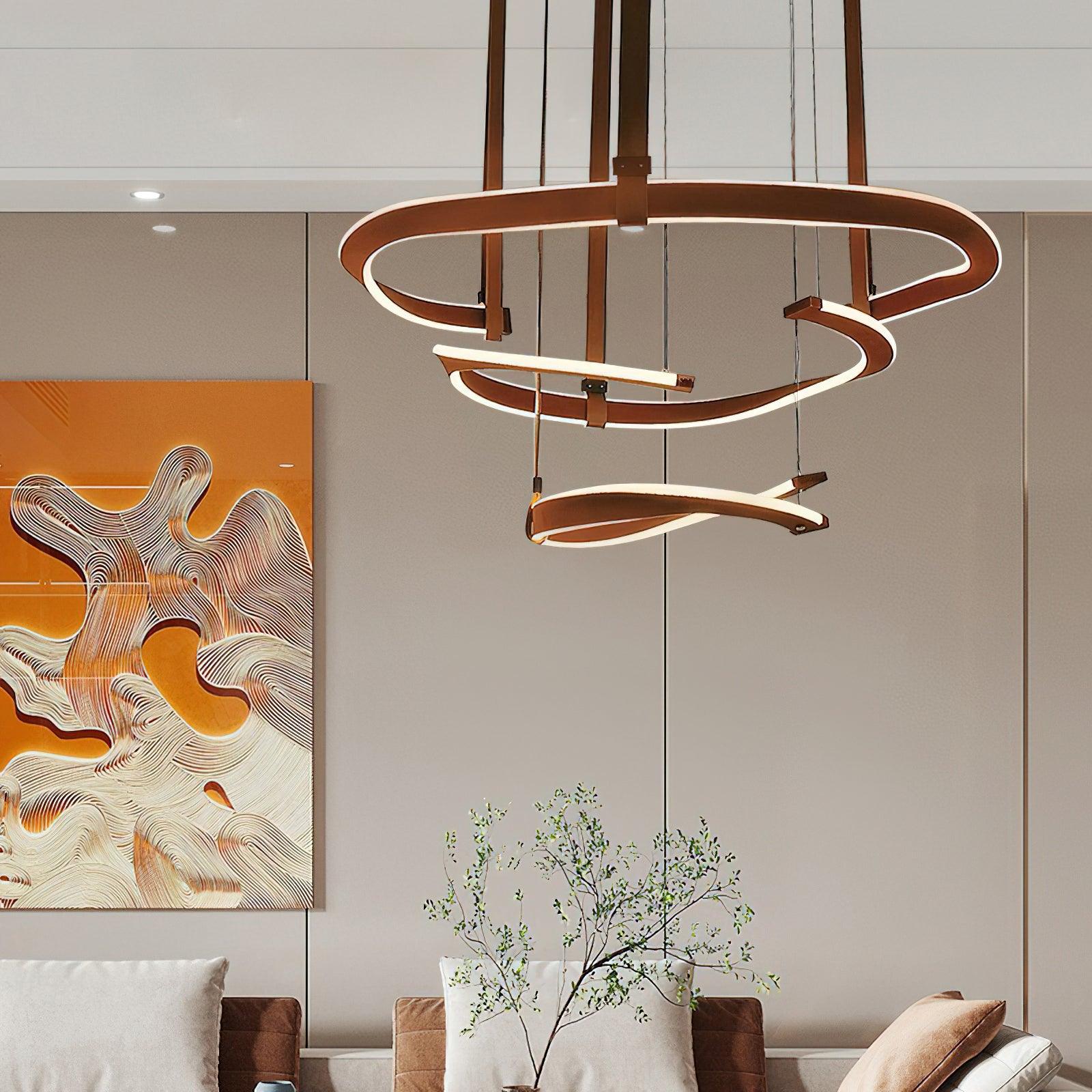 Cesorora Curved Artificial Leather Chandelier-Neutral Decor