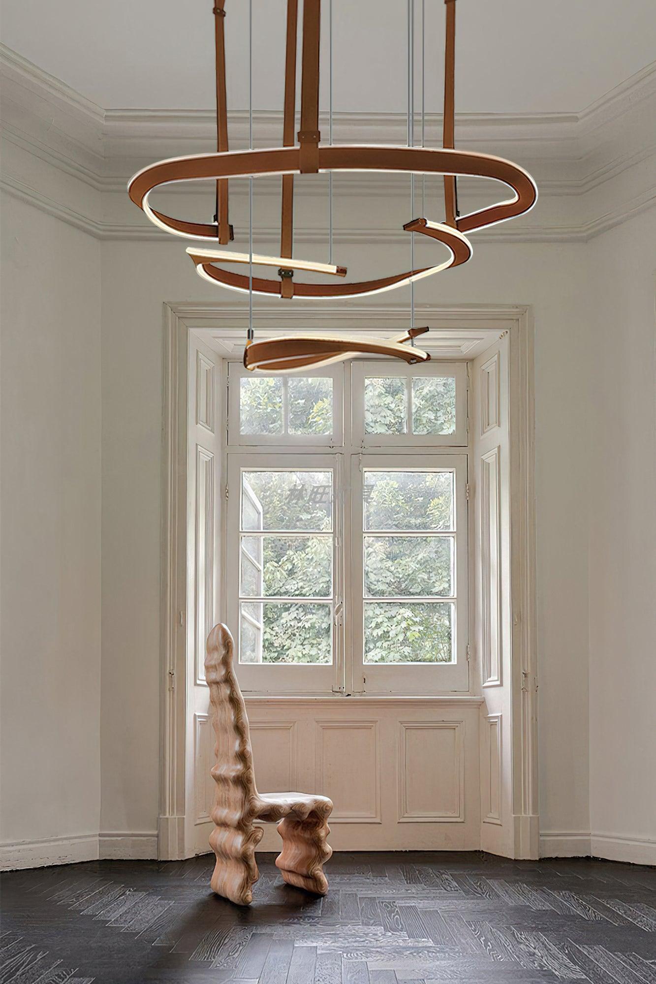 Cesorora Curved Artificial Leather Chandelier-Neutral Decor