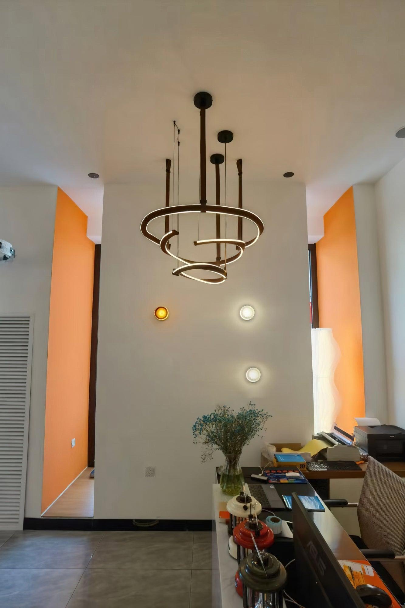 Cesorora Curved Artificial Leather Chandelier-Neutral Decor