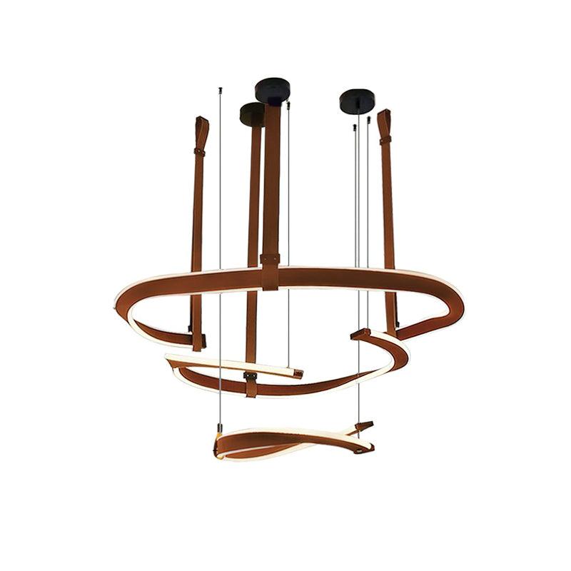 Cesorora Curved Artificial Leather Chandelier-Neutral Decor