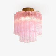 Aurora Ceiling Lamp Pink Murano Glass Tiered Modern Flush-Neutral Decor