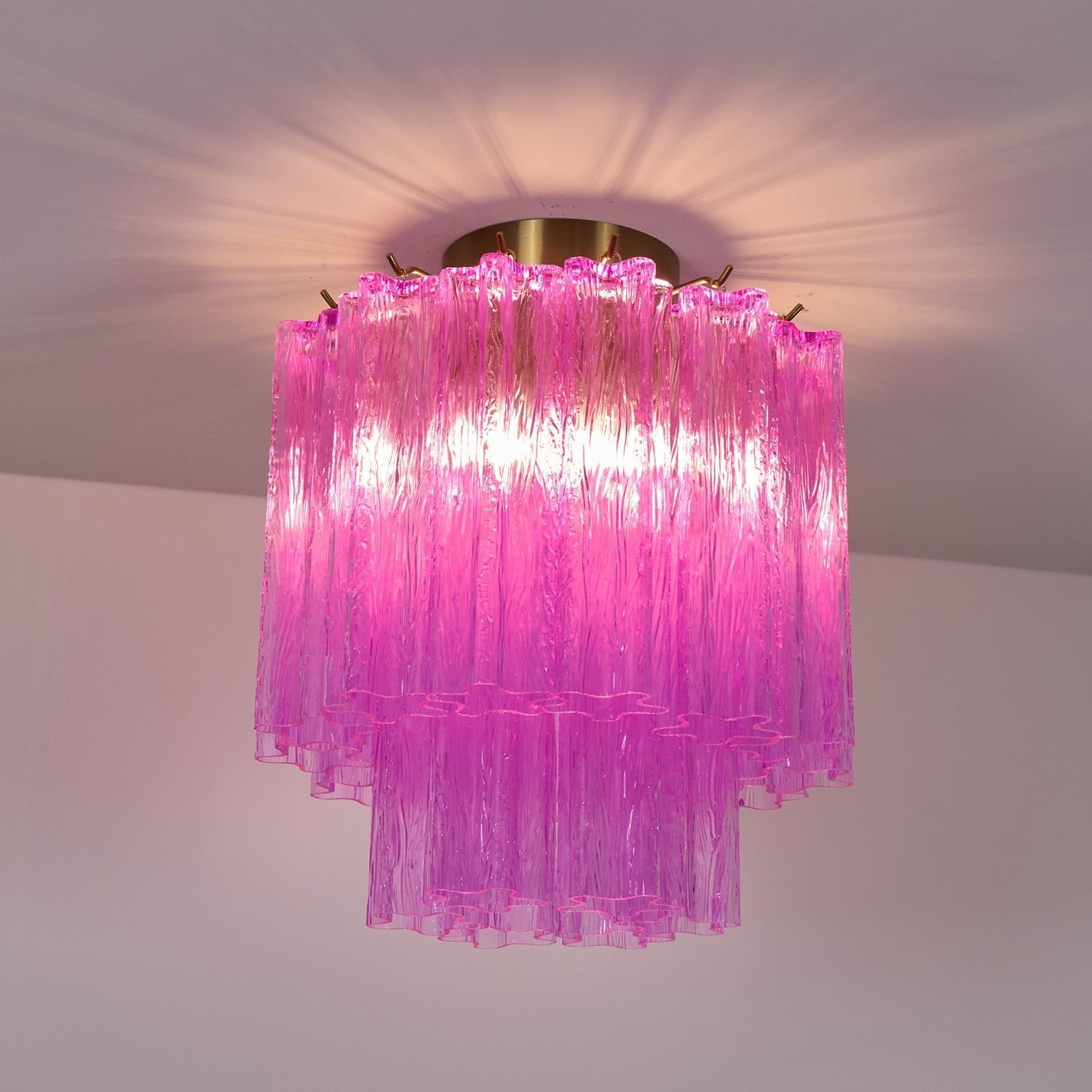 Aurora Ceiling Lamp Purple Murano Glass Tiered Flush Mount-Neutral Decor