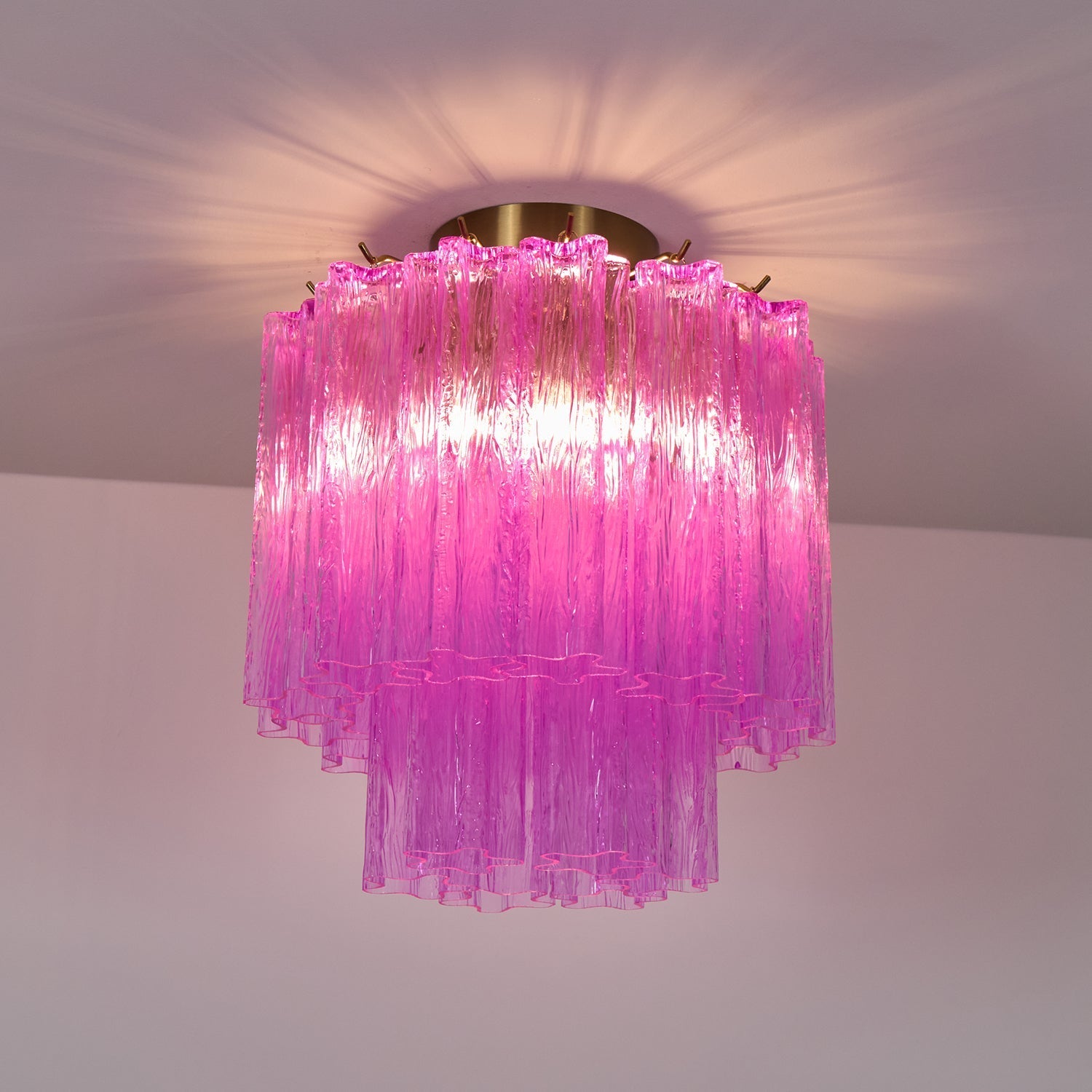 Aurora Ceiling Lamp Purple Murano Glass Tiered Flush Mount-Neutral Decor