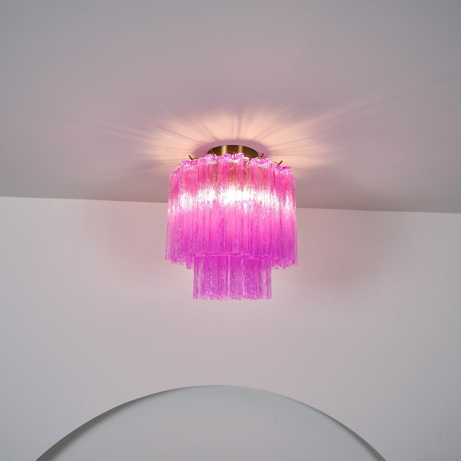 Aurora Ceiling Lamp Purple Murano Glass Tiered Flush Mount-Neutral Decor