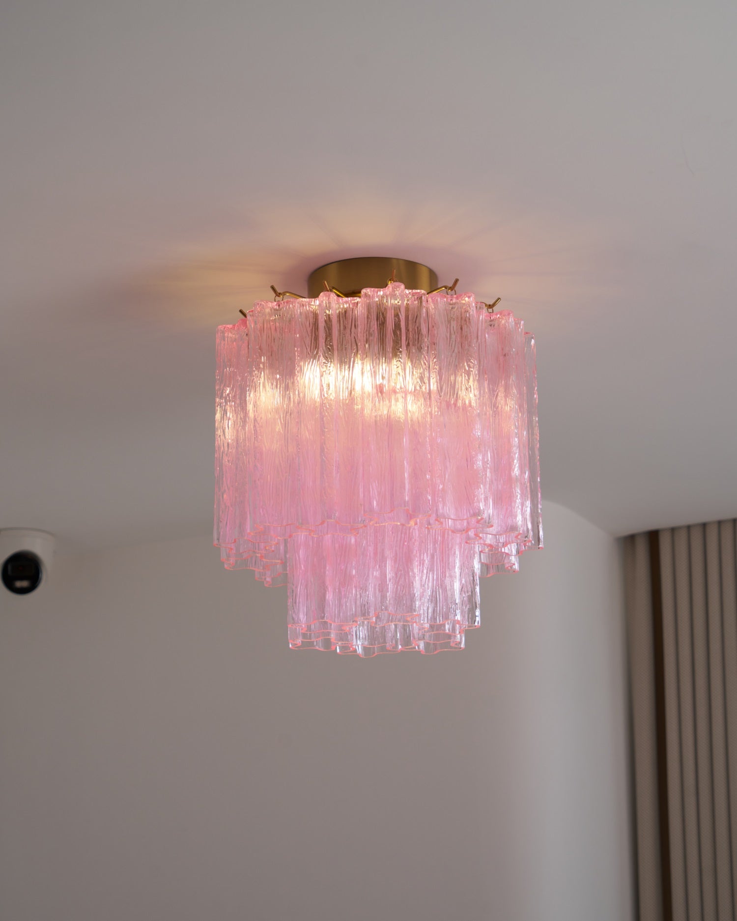 Aurora Ceiling Lamp Pink Murano Glass Tiered Modern Flush-Neutral Decor