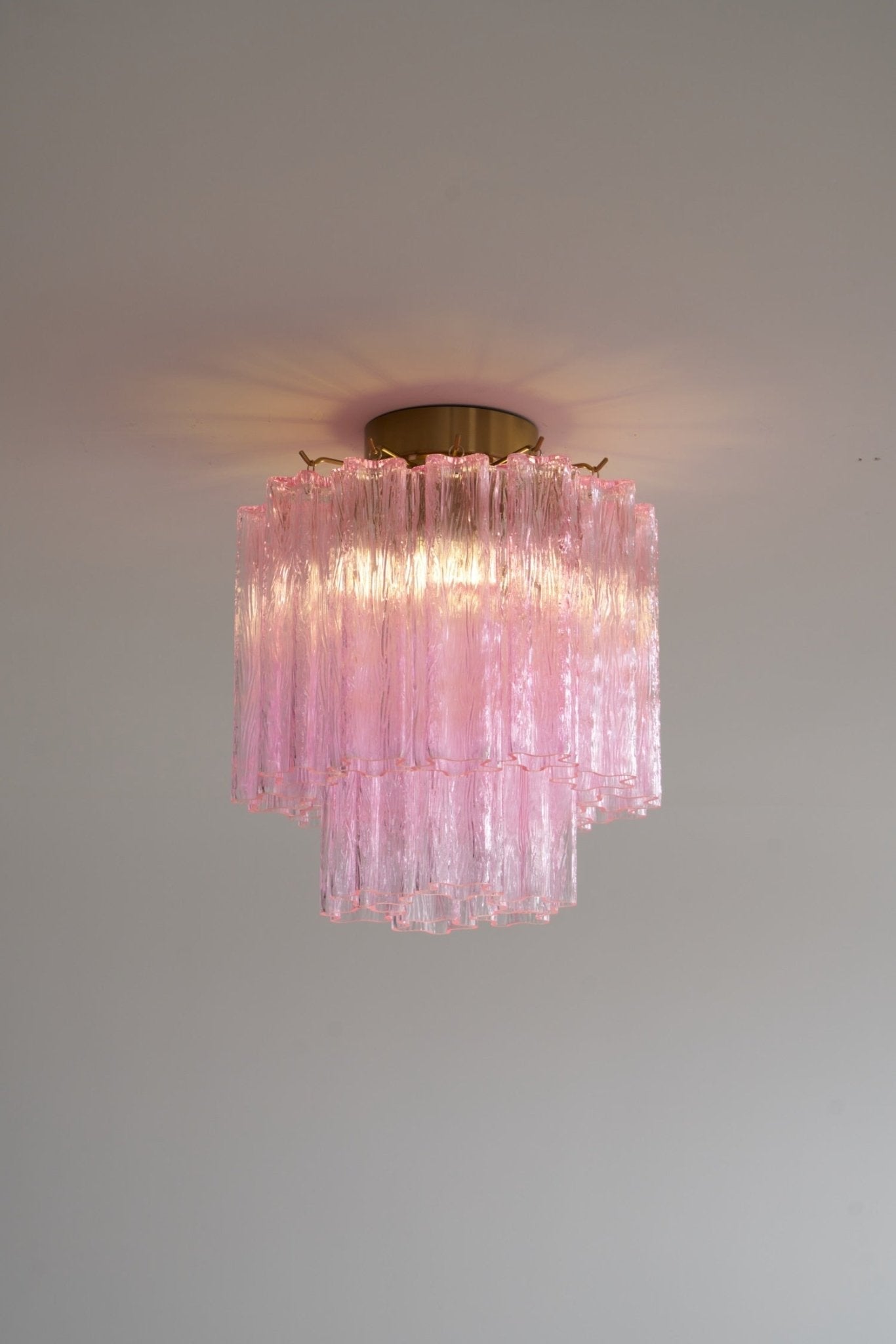 Aurora Ceiling Lamp Pink Murano Glass Tiered Modern Flush-Neutral Decor