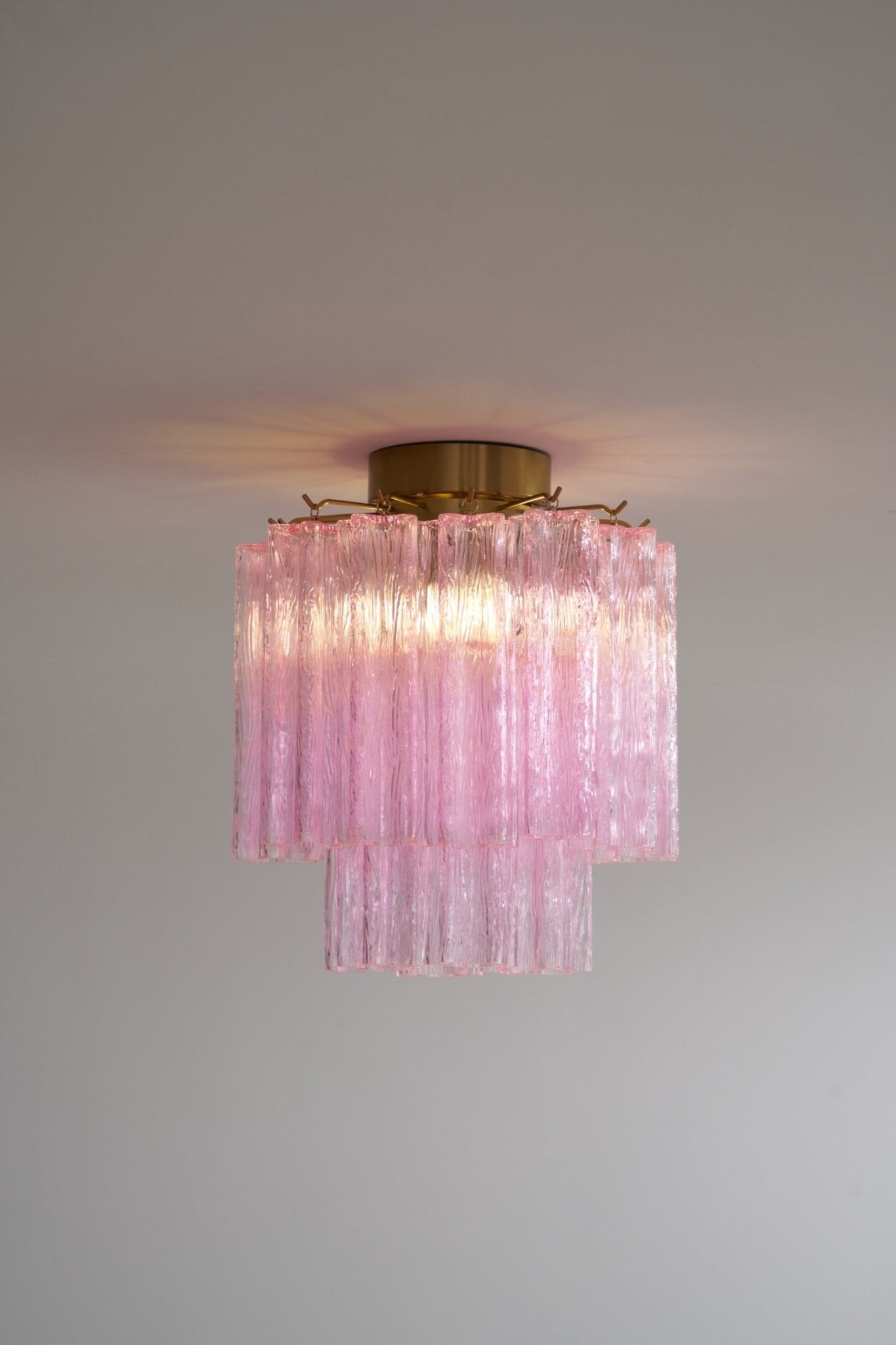 Aurora Ceiling Lamp Pink Murano Glass Tiered Modern Flush-Neutral Decor