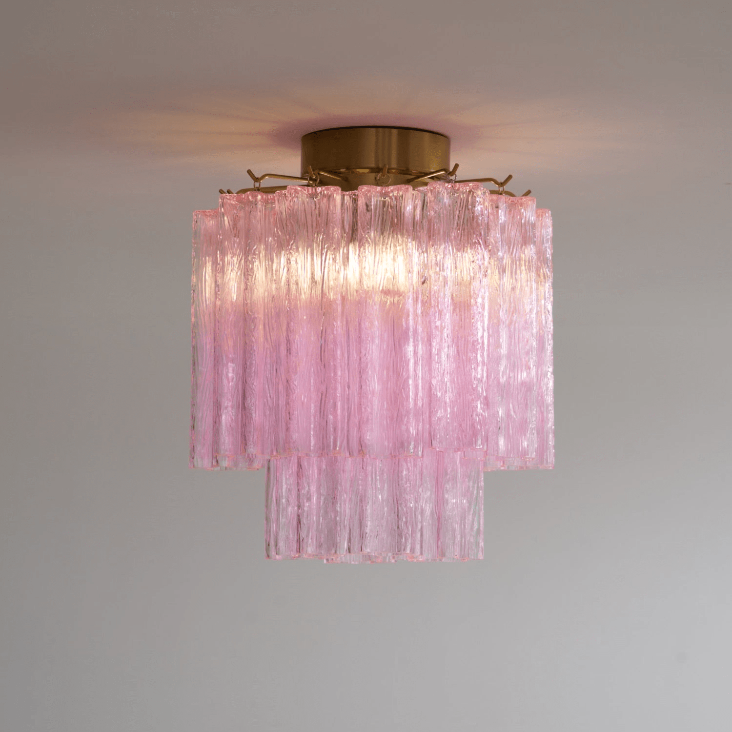 Aurora Ceiling Lamp Pink Murano Glass Tiered Modern Flush-Neutral Decor