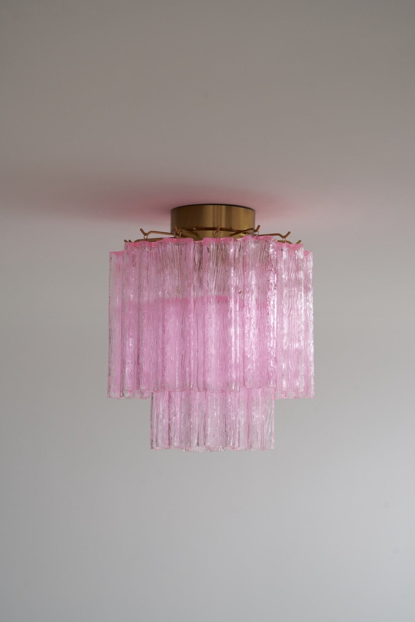 Aurora Ceiling Lamp Pink Murano Glass Tiered Modern Flush-Neutral Decor