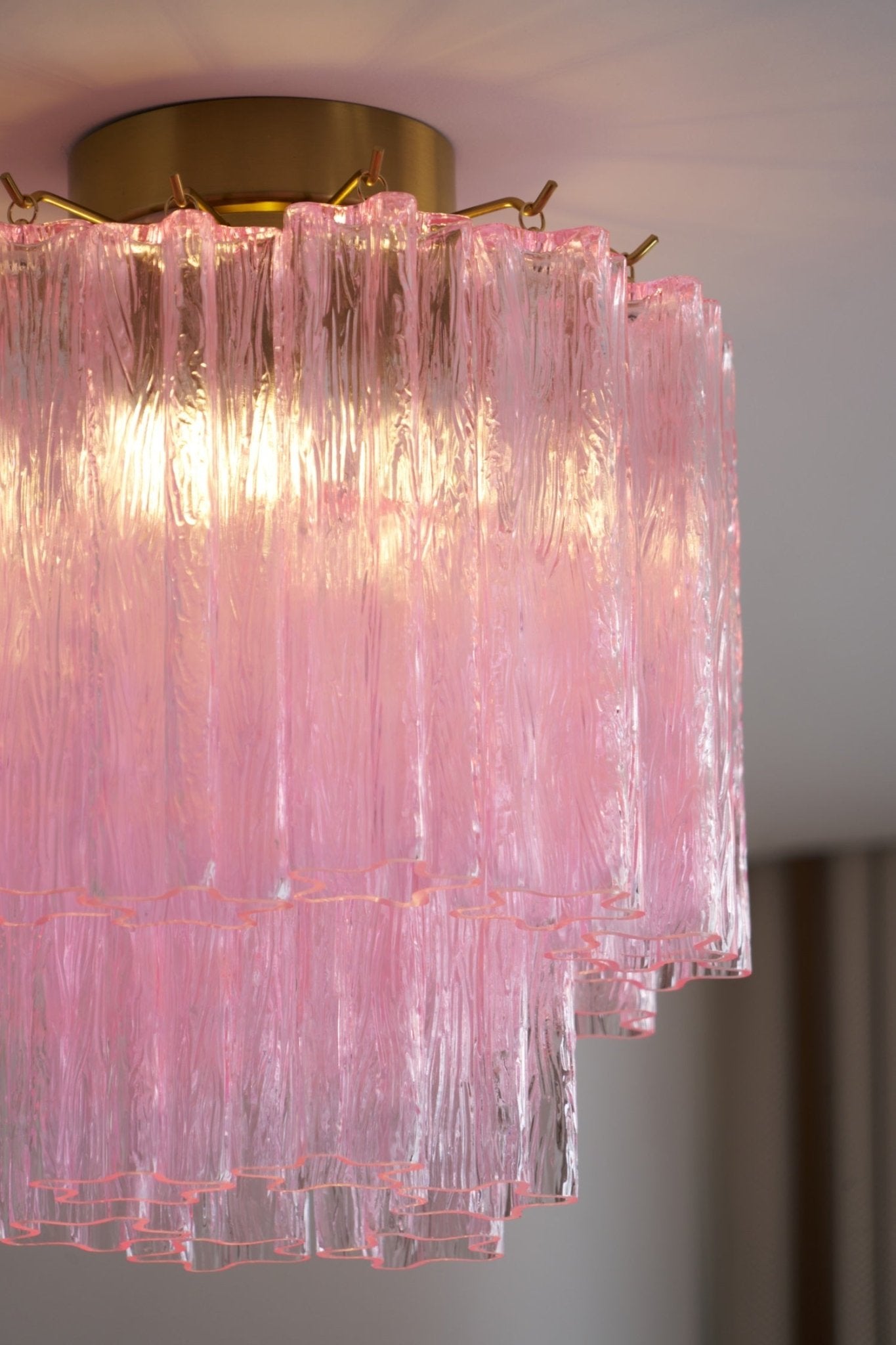 Aurora Ceiling Lamp Pink Murano Glass Tiered Modern Flush-Neutral Decor