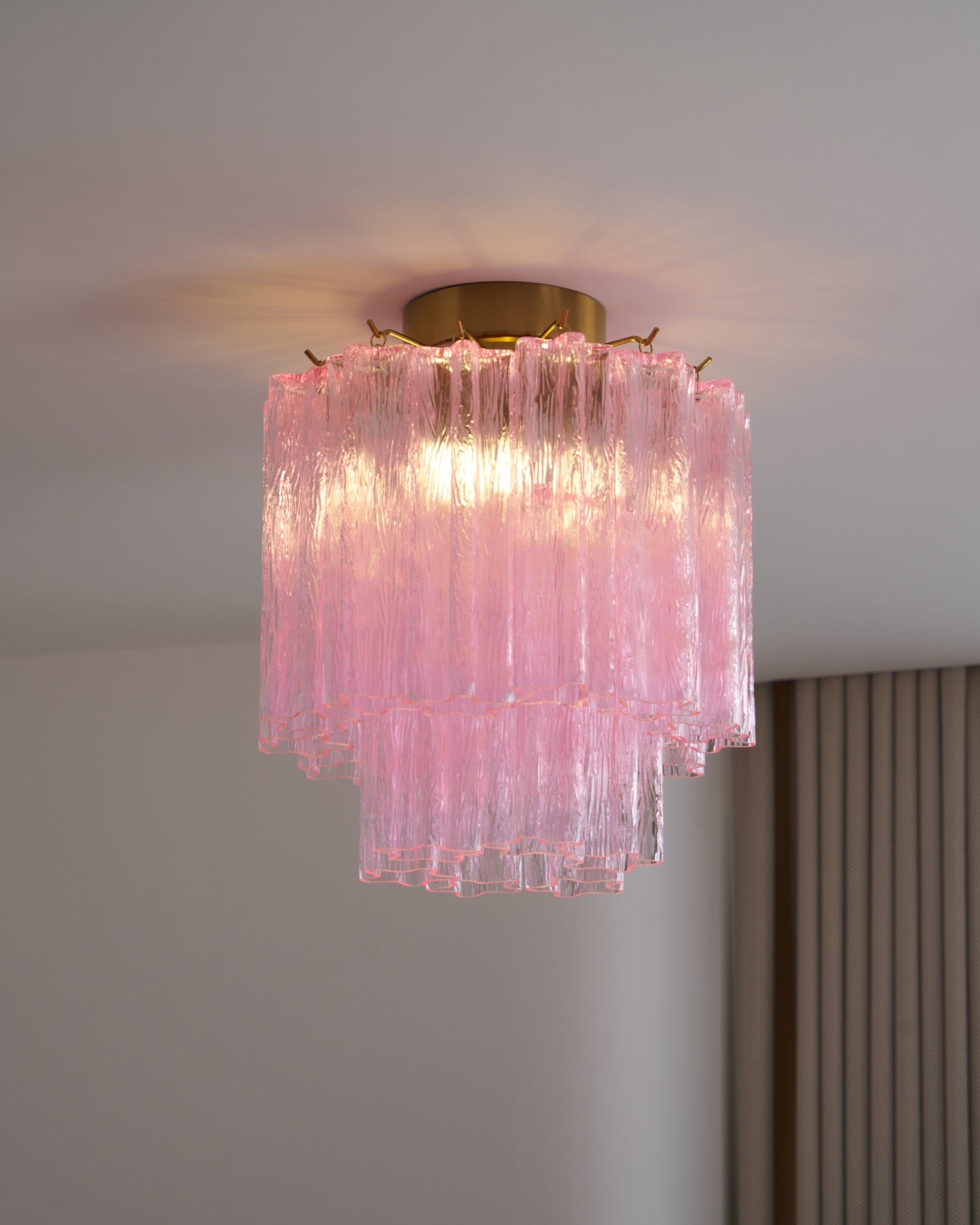 Aurora Ceiling Lamp Pink Murano Glass Tiered Modern Flush-Neutral Decor