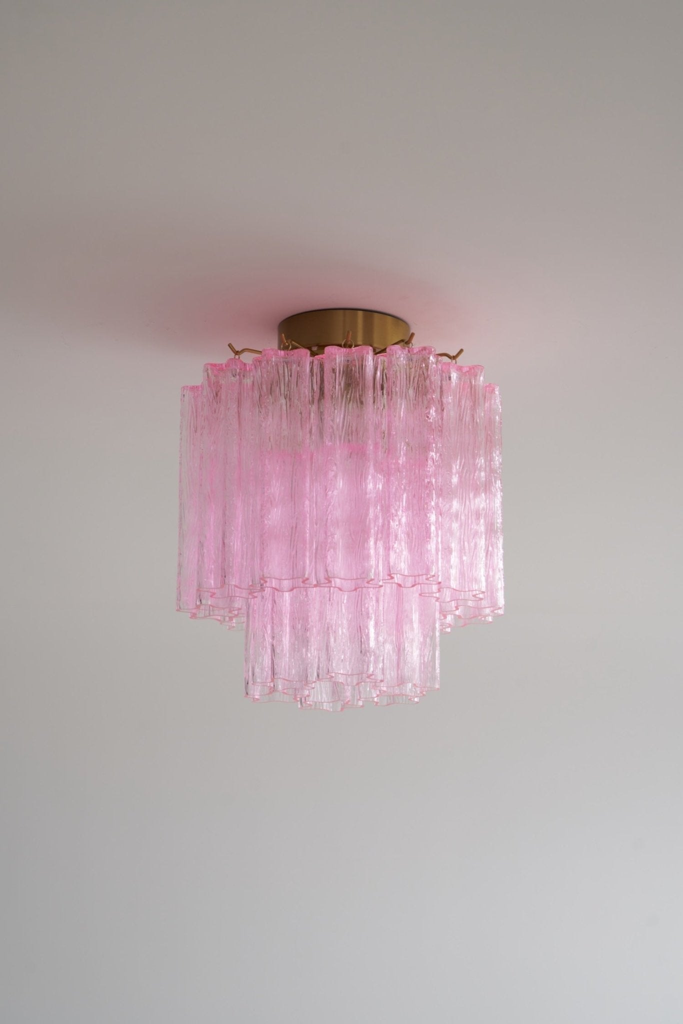 Aurora Ceiling Lamp Pink Murano Glass Tiered Modern Flush-Neutral Decor