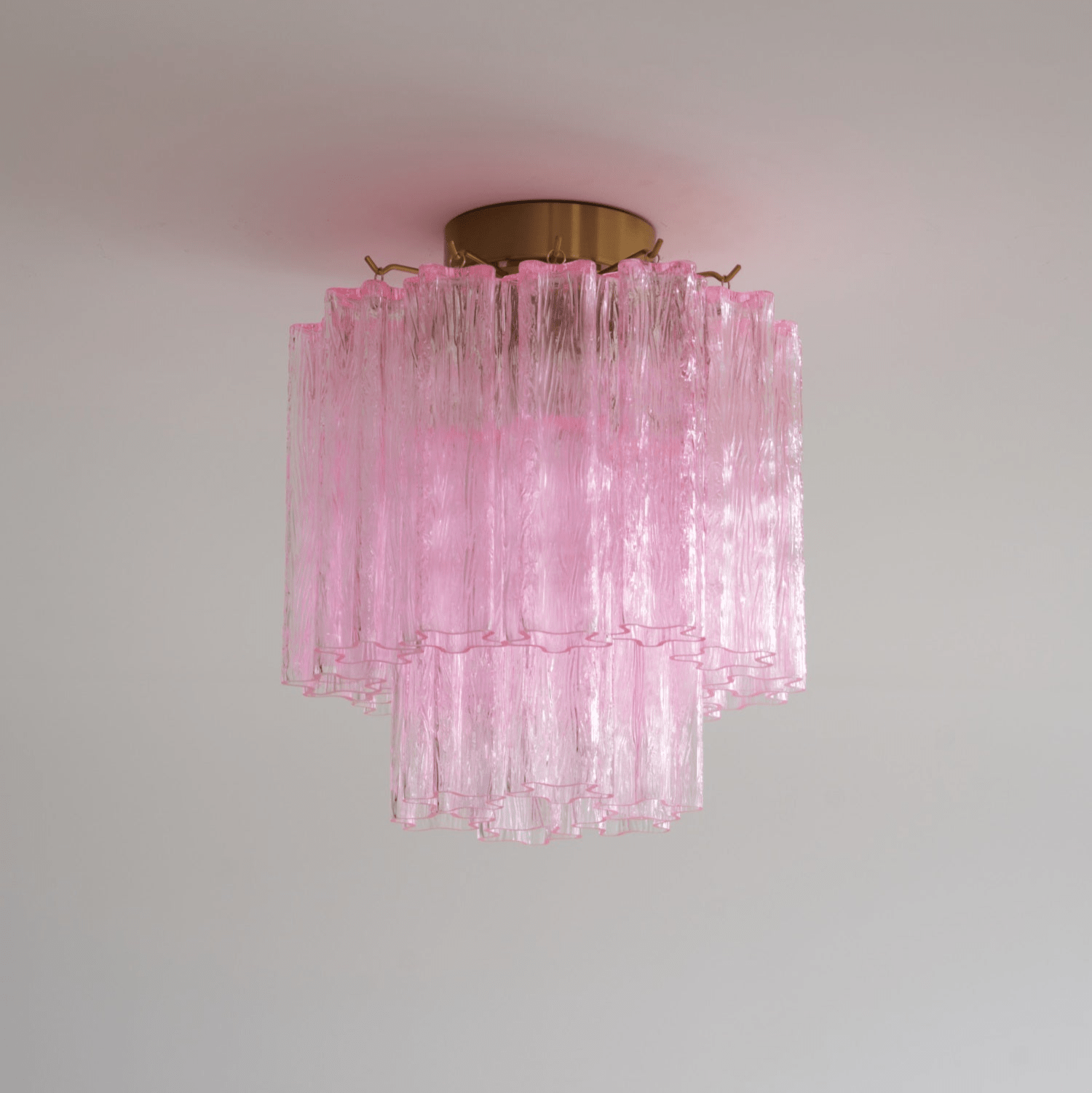 Aurora Ceiling Lamp Pink Murano Glass Tiered Modern Flush-Neutral Decor