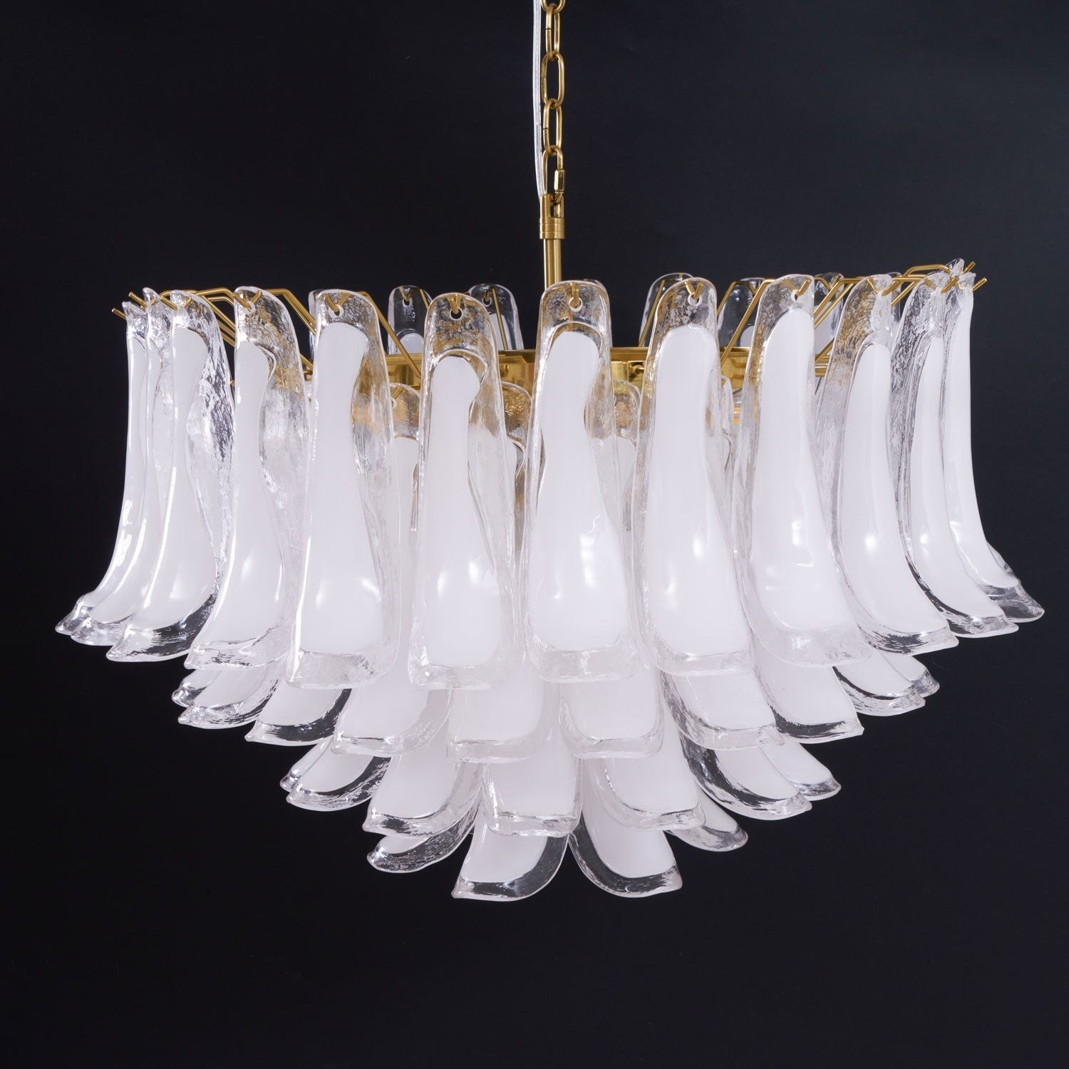 Aurora Chandelier Pink Glass Leaf Layered Floral Glamour-Neutral Decor