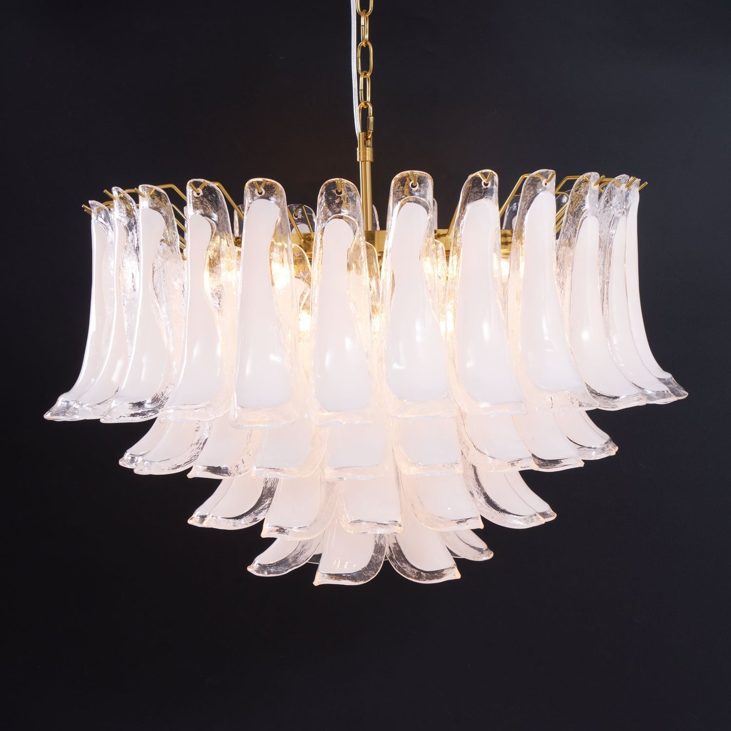 Aurora Chandelier Pink Glass Leaf Layered Floral Glamour-Neutral Decor