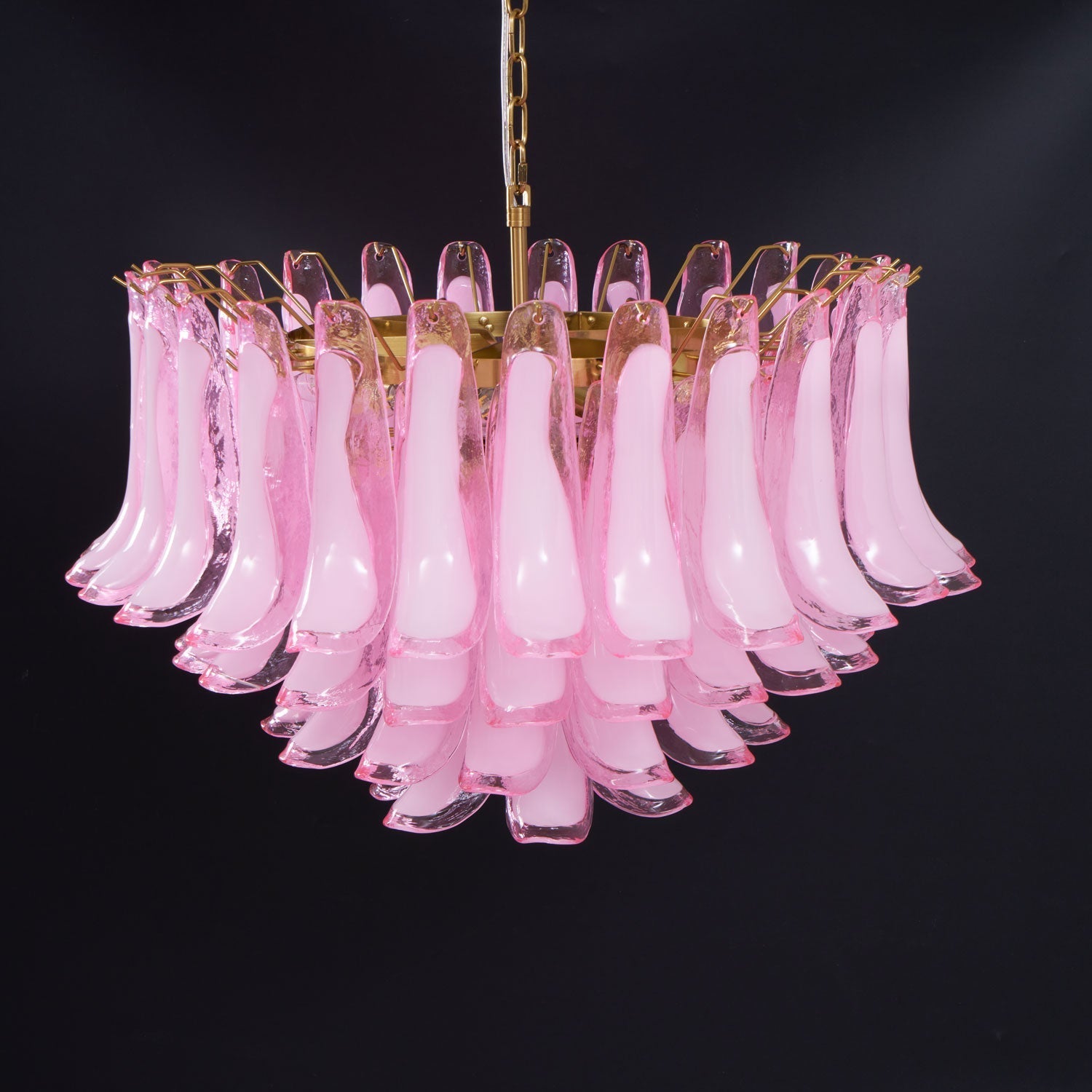 Aurora Chandelier Pink Glass Leaf Layered Floral Glamour-Neutral Decor