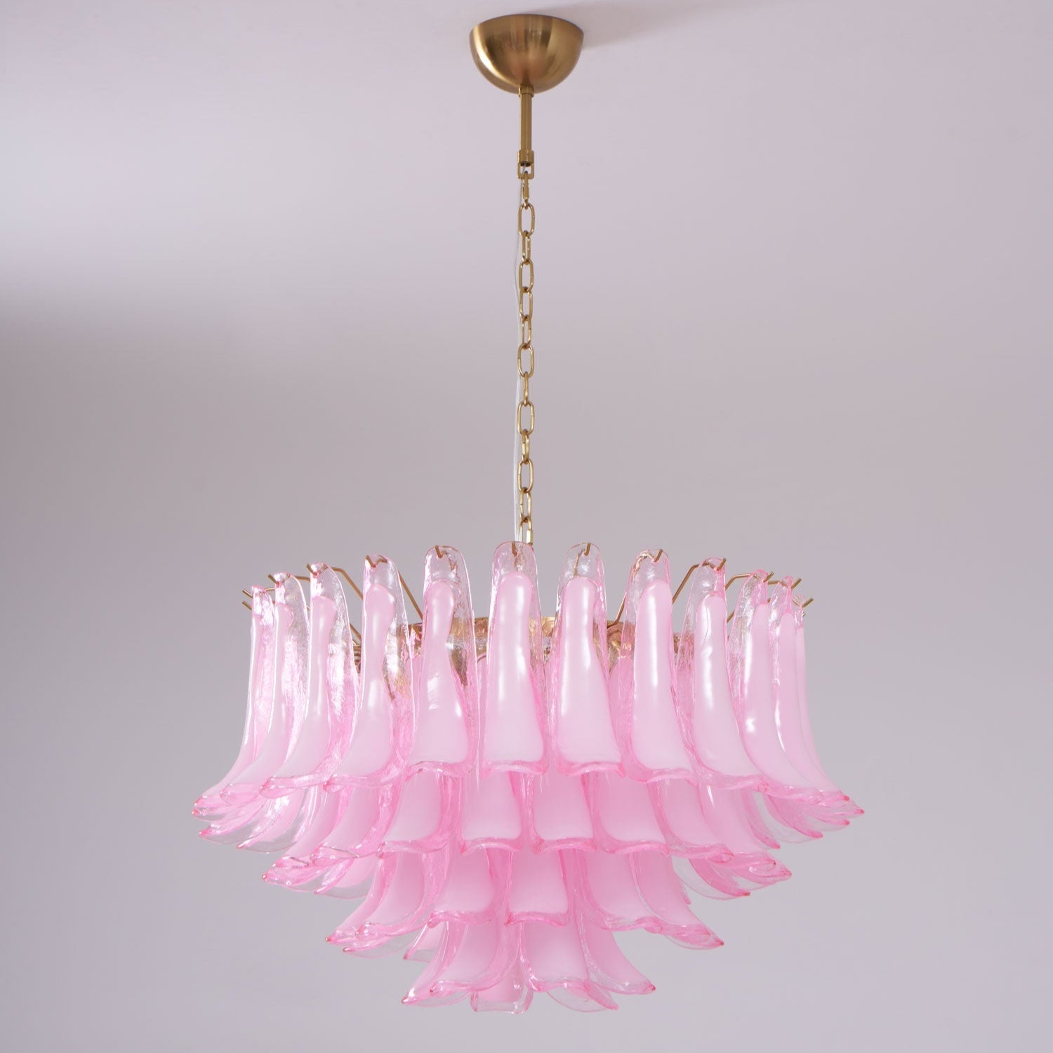 Aurora Chandelier Pink Glass Leaf Layered Floral Glamour-Neutral Decor