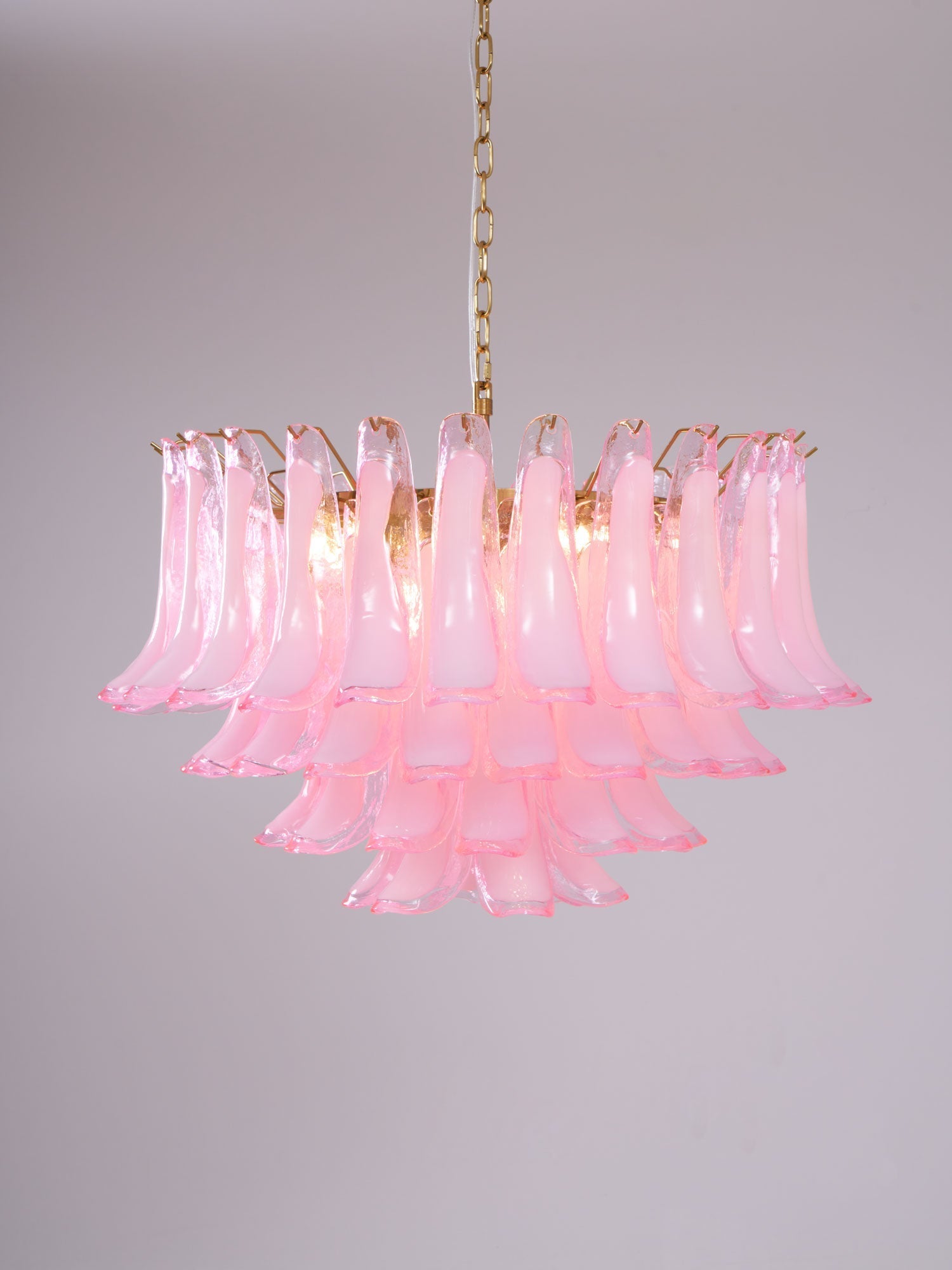Aurora Chandelier Pink Glass Leaf Layered Floral Glamour-Neutral Decor