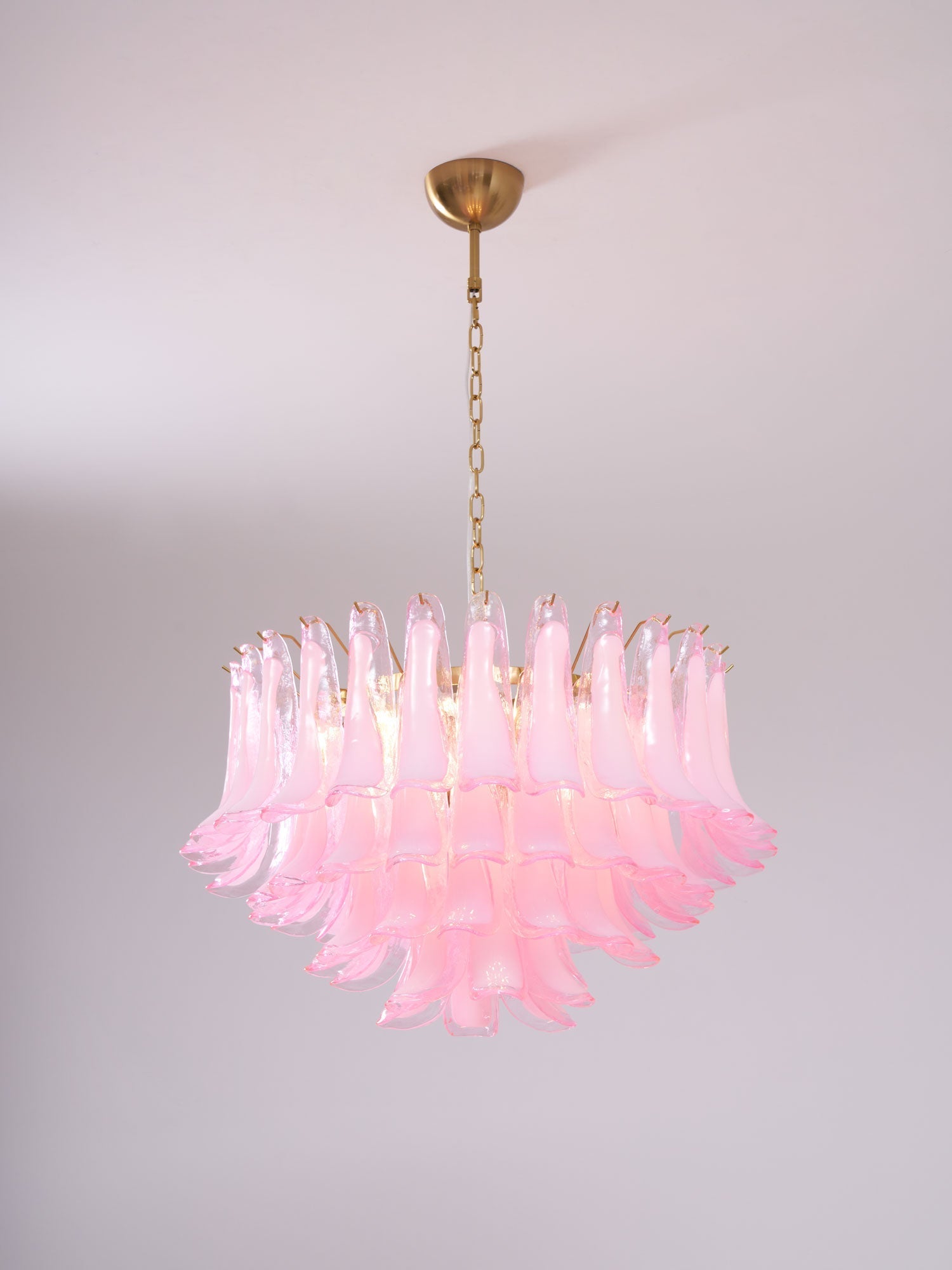 Aurora Chandelier Pink Glass Leaf Layered Floral Glamour-Neutral Decor