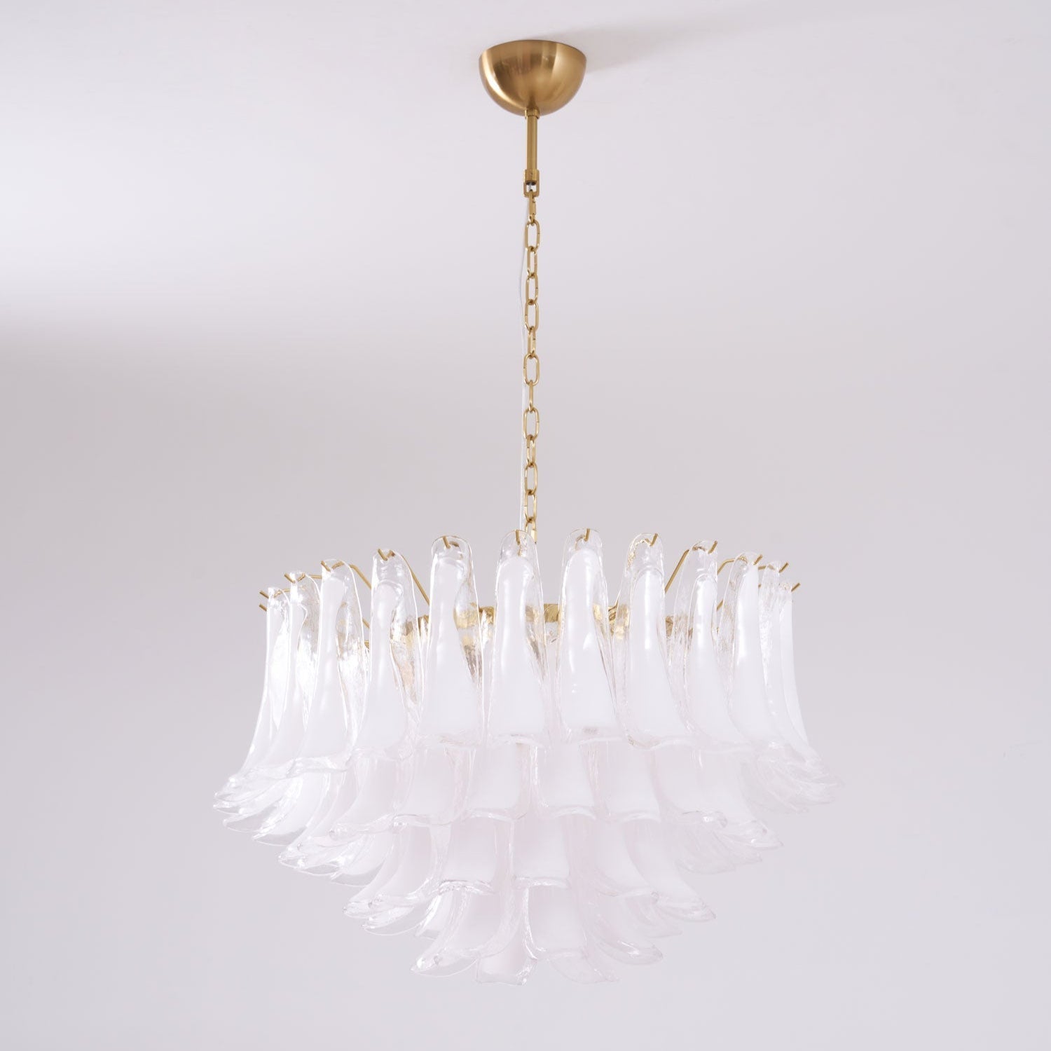 Aurora Chandelier Pink Glass Leaf Layered Floral Glamour-Neutral Decor