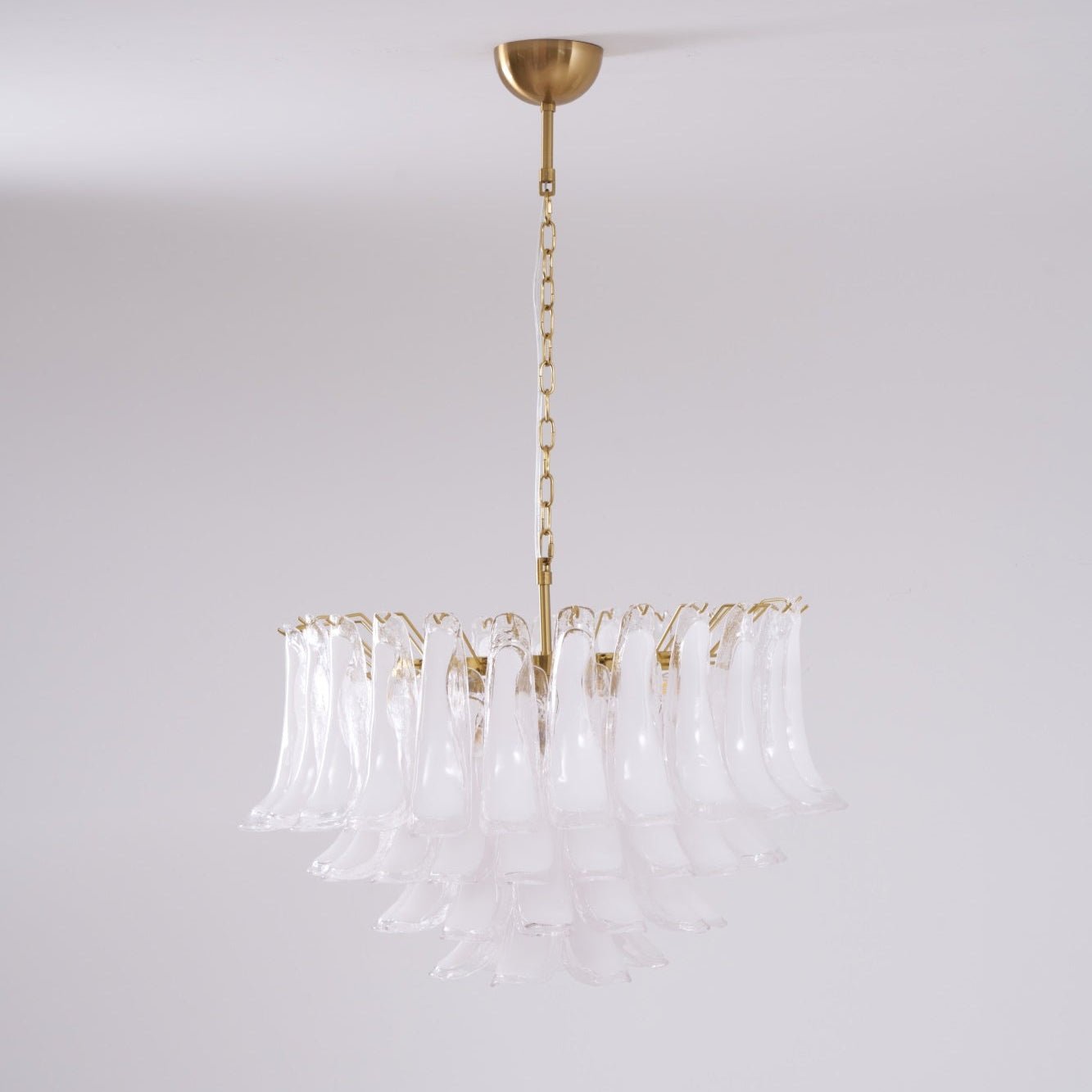 Aurora Chandelier Pink Glass Leaf Layered Floral Glamour-Neutral Decor