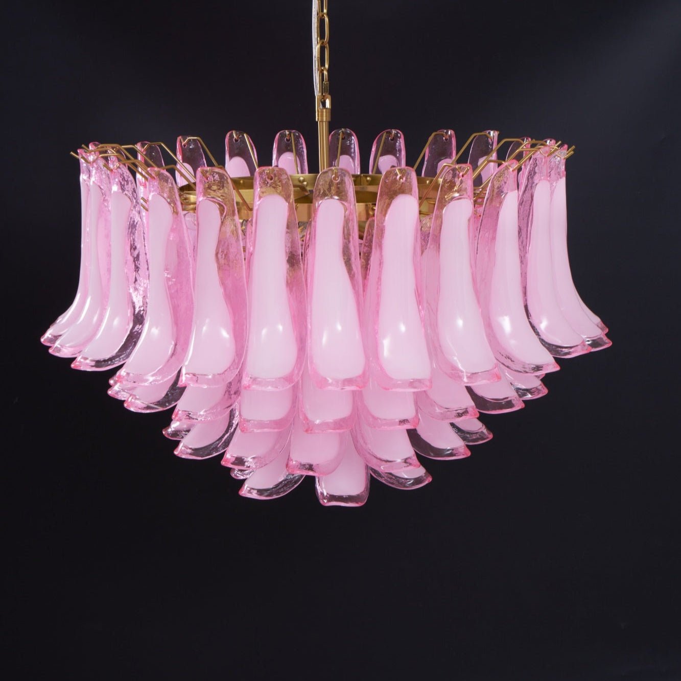 Aurora Chandelier Pink Glass Leaf Layered Floral Glamour-Neutral Decor