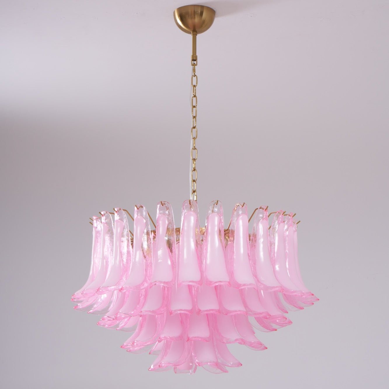 Aurora Chandelier Pink Glass Leaf Layered Floral Glamour-Neutral Decor