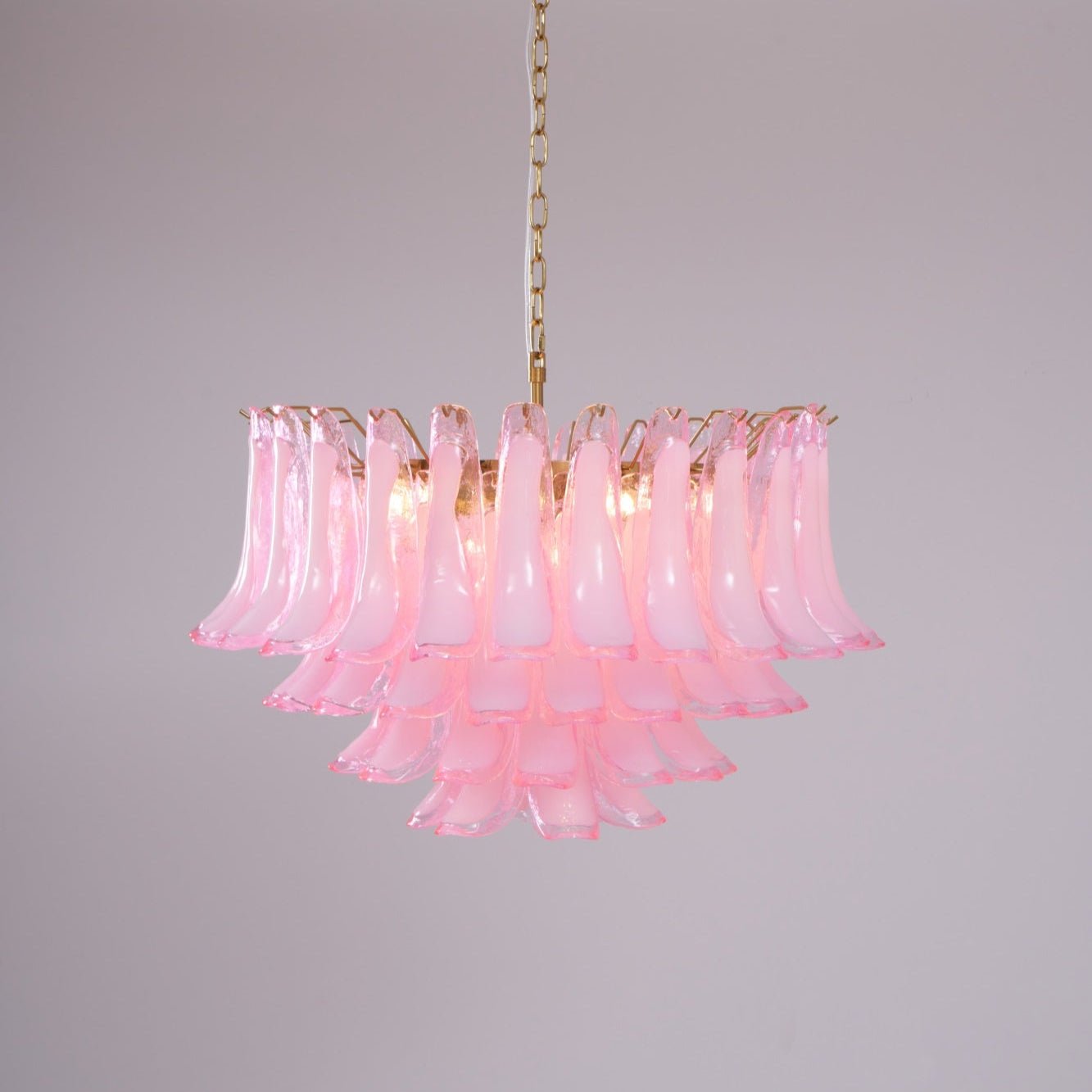 Aurora Chandelier Pink Glass Leaf Layered Floral Glamour-Neutral Decor