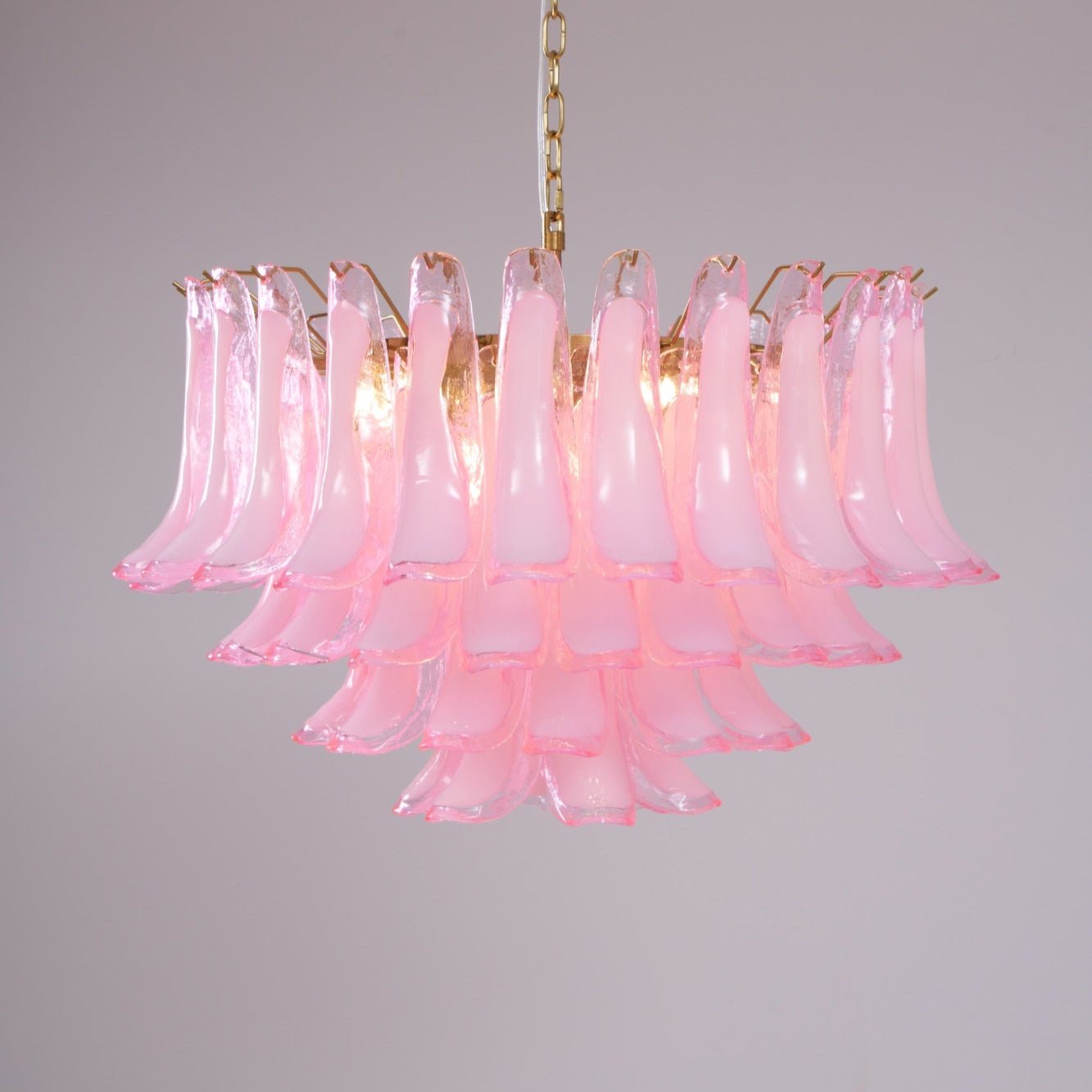 Aurora Chandelier Pink Glass Leaf Layered Floral Glamour-Neutral Decor