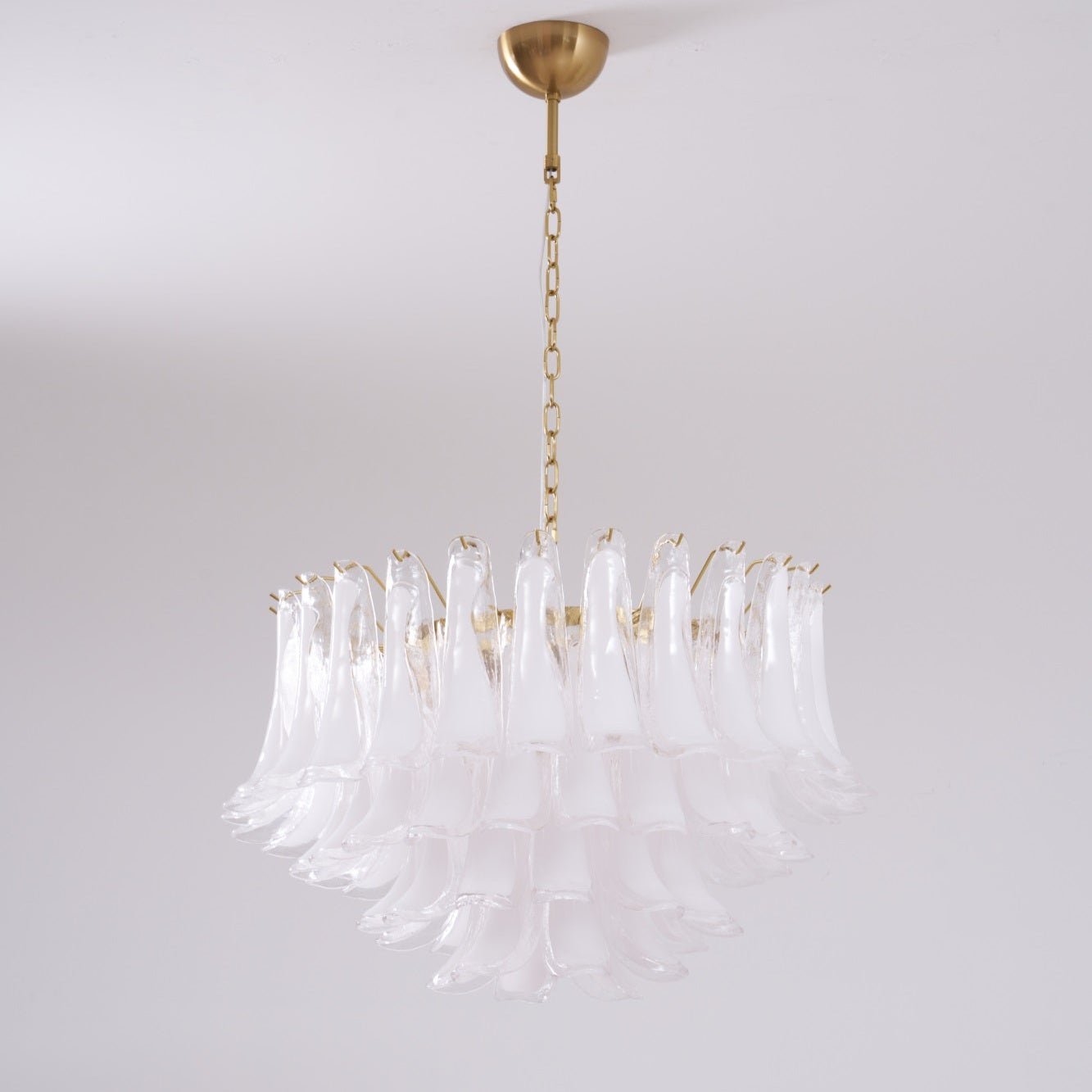 Aurora Chandelier Pink Glass Leaf Layered Floral Glamour-Neutral Decor