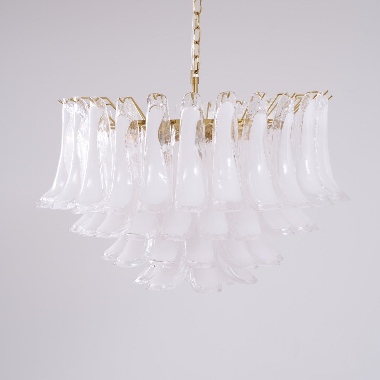 Aurora Chandelier Pink Glass Leaf Layered Floral Glamour-Neutral Decor
