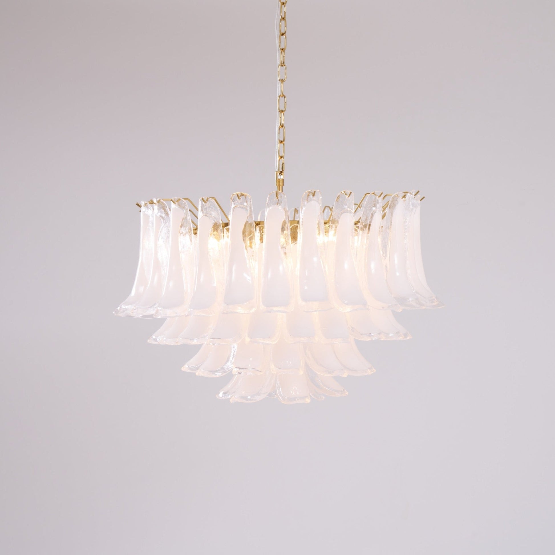Aurora Chandelier Pink Glass Leaf Layered Floral Glamour-Neutral Decor