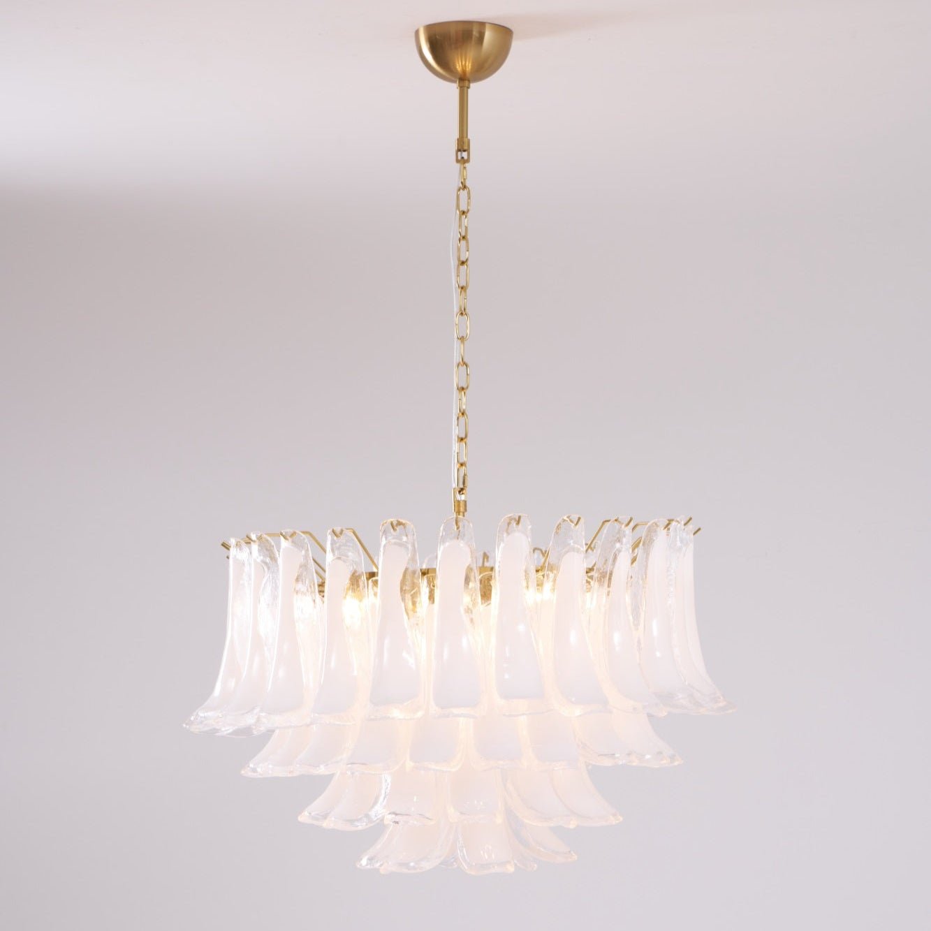 Aurora Chandelier Pink Glass Leaf Layered Floral Glamour-Neutral Decor