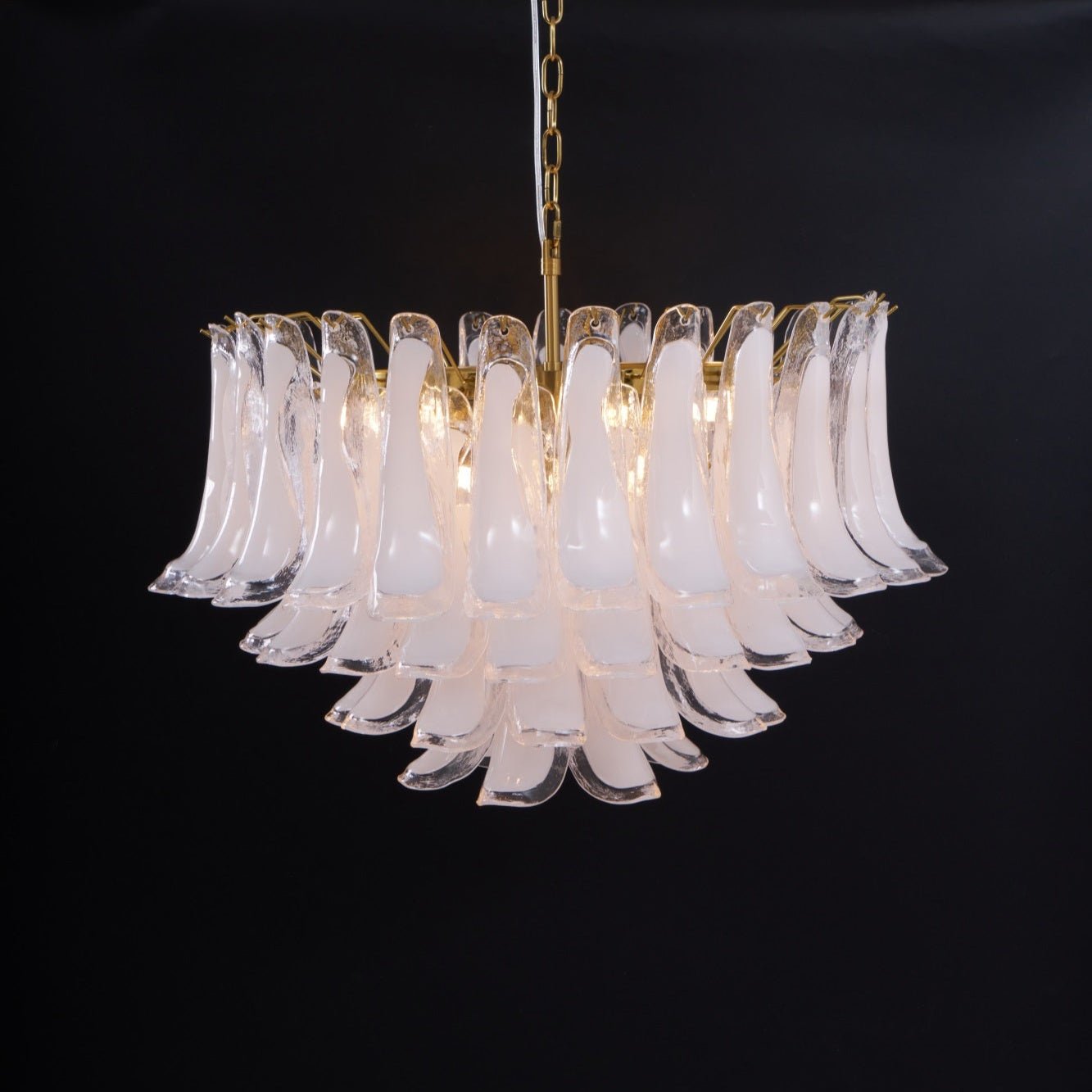 Aurora Chandelier Pink Glass Leaf Layered Floral Glamour-Neutral Decor