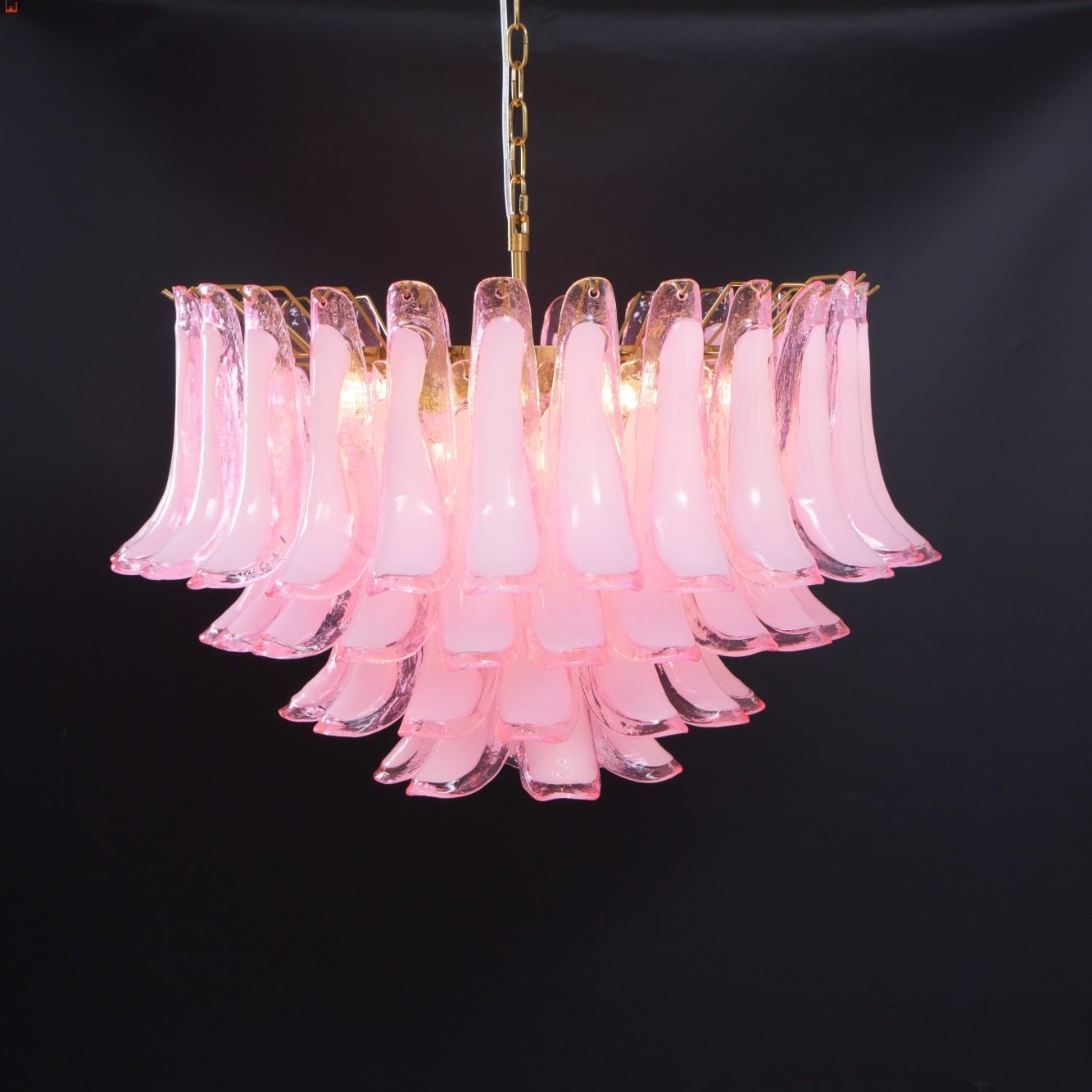 Aurora Chandelier Pink Glass Leaf Layered Floral Glamour-Neutral Decor