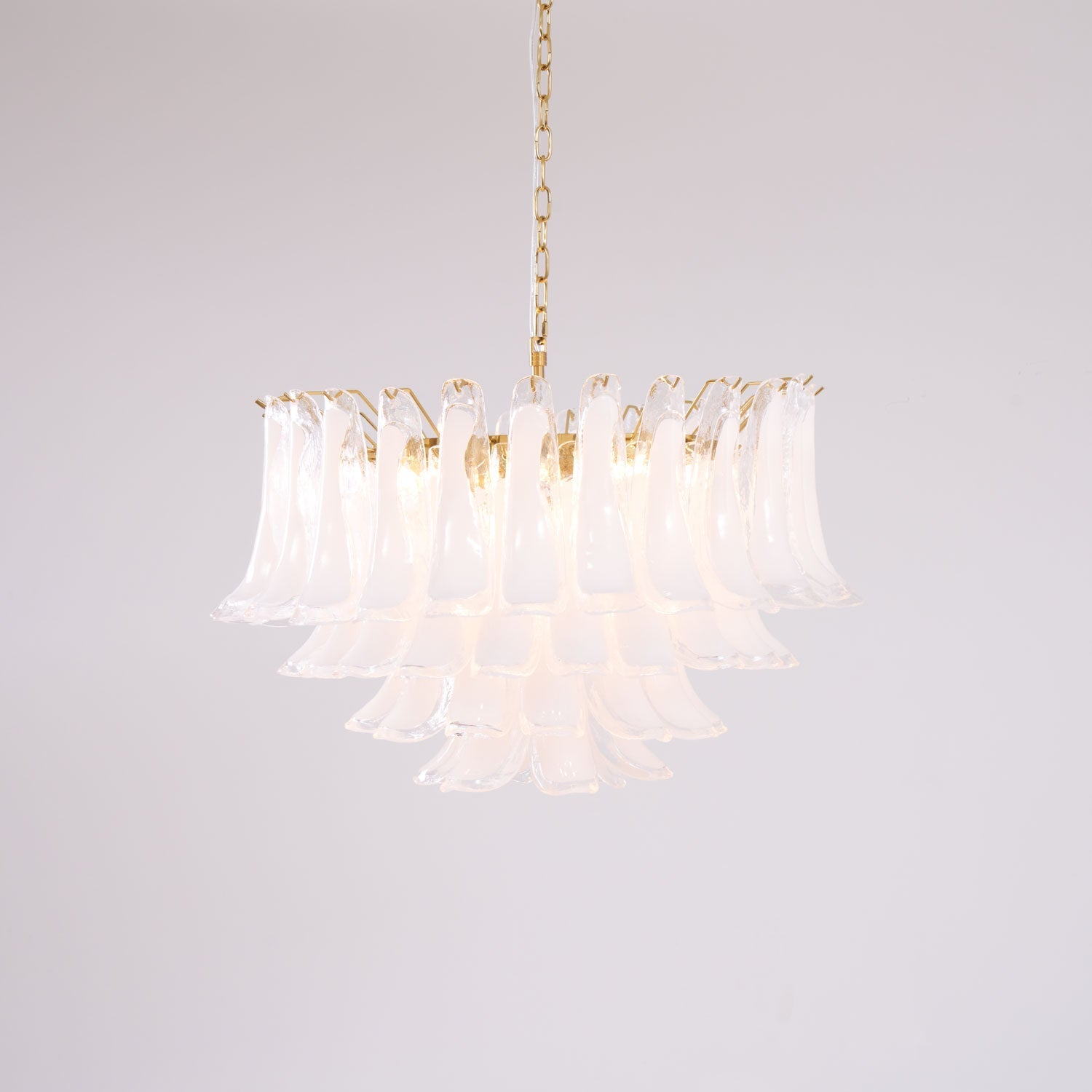 Aurora Chandelier Pink Glass Leaf Layered Floral Glamour-Neutral Decor