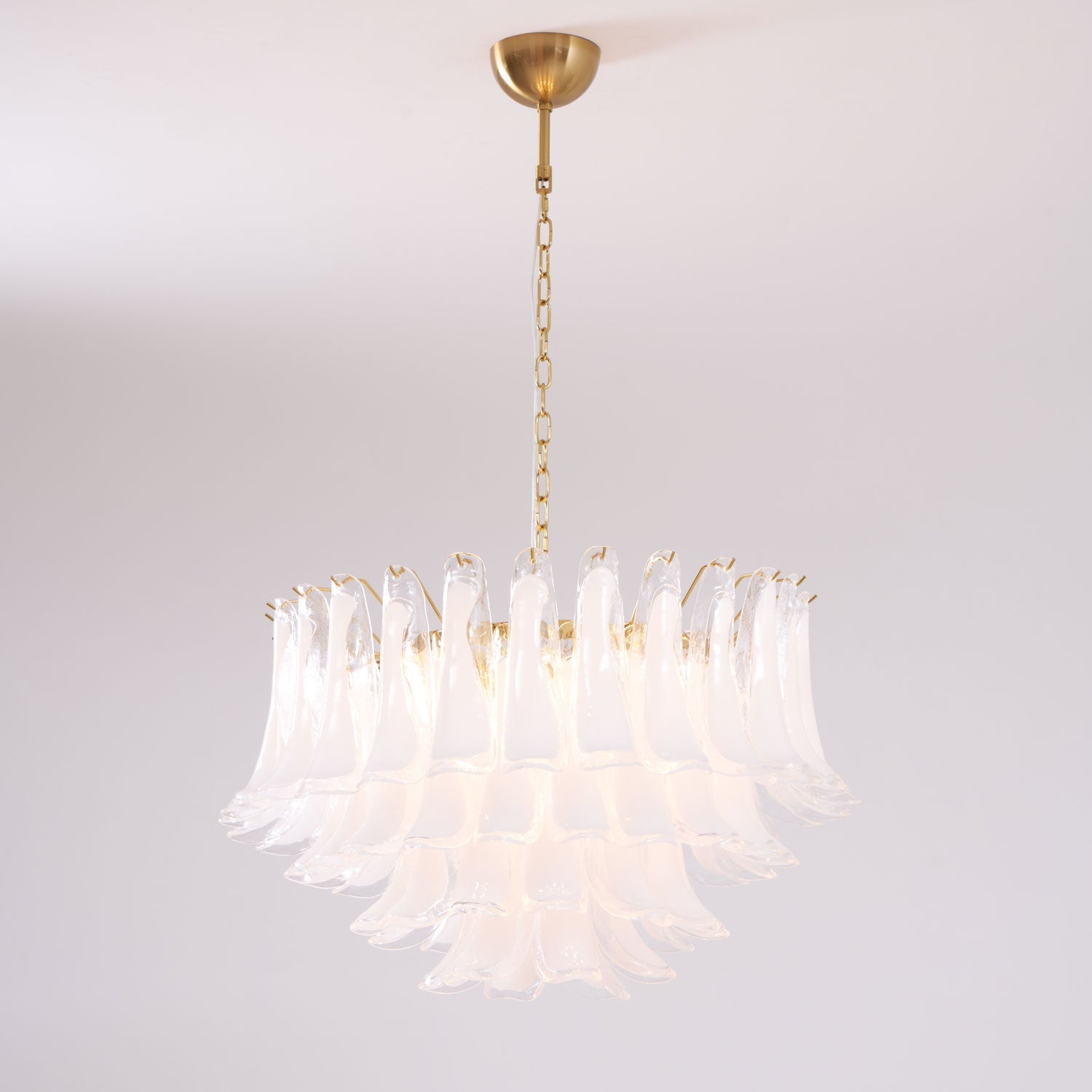 Aurora Chandelier Pink Glass Leaf Layered Floral Glamour-Neutral Decor