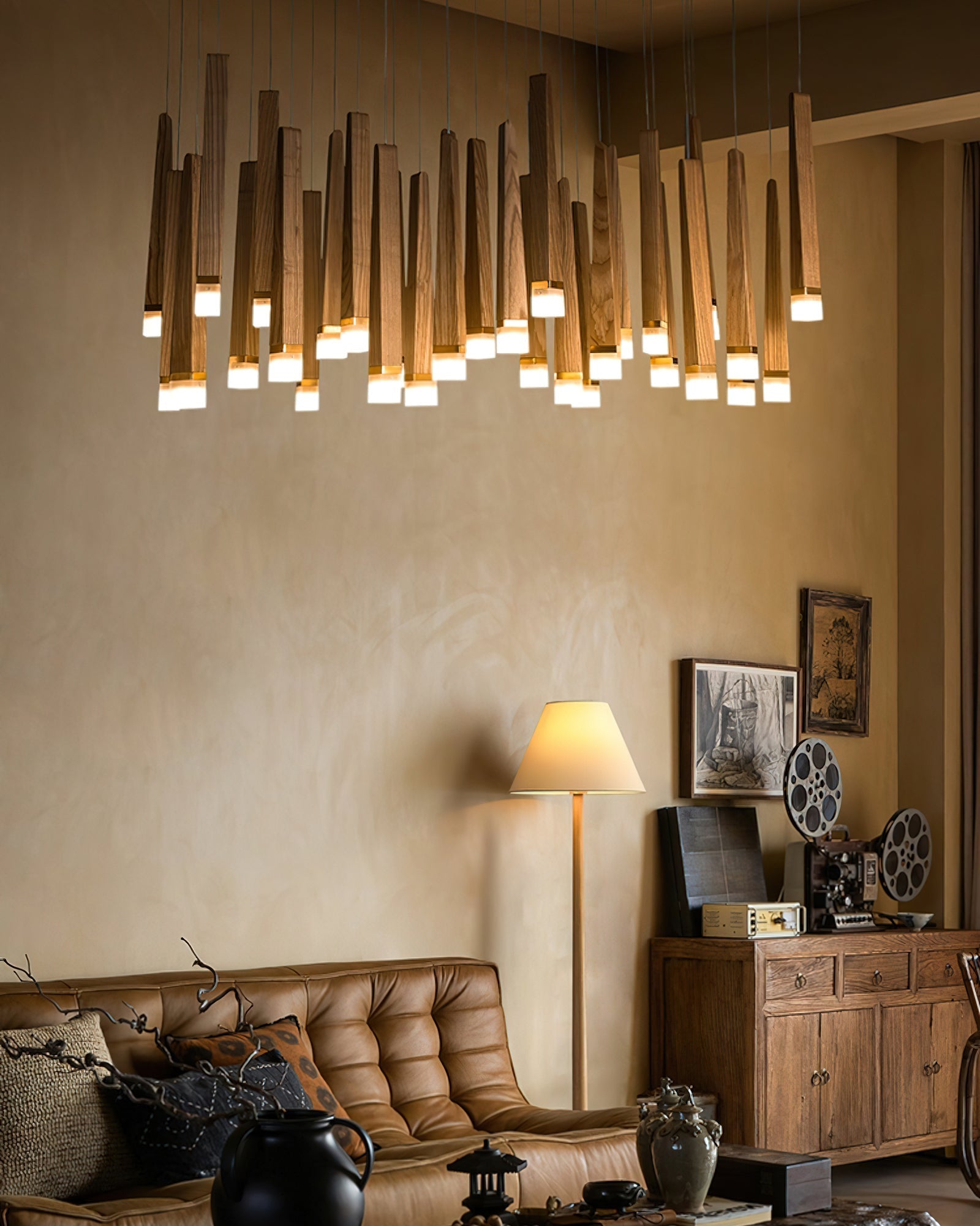 Neloz Firewood Stick Wood Chandelier-Neutral Decor